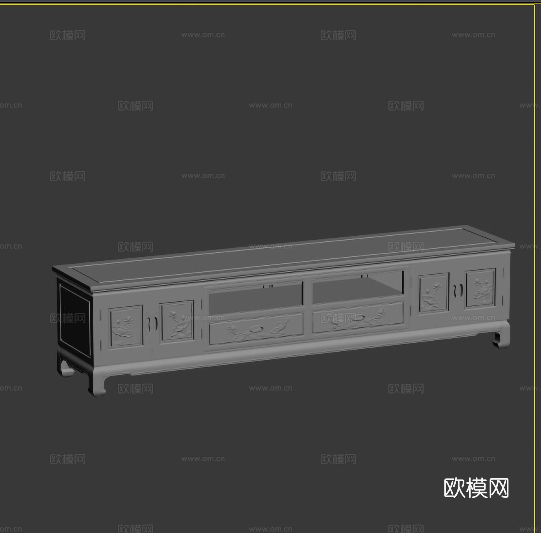 中式电视柜 雕花造型 实木红木3d模型