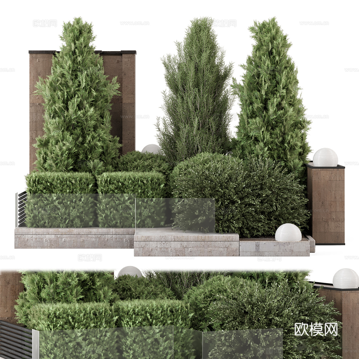 现代意式庭院绿植 景观树3d模型