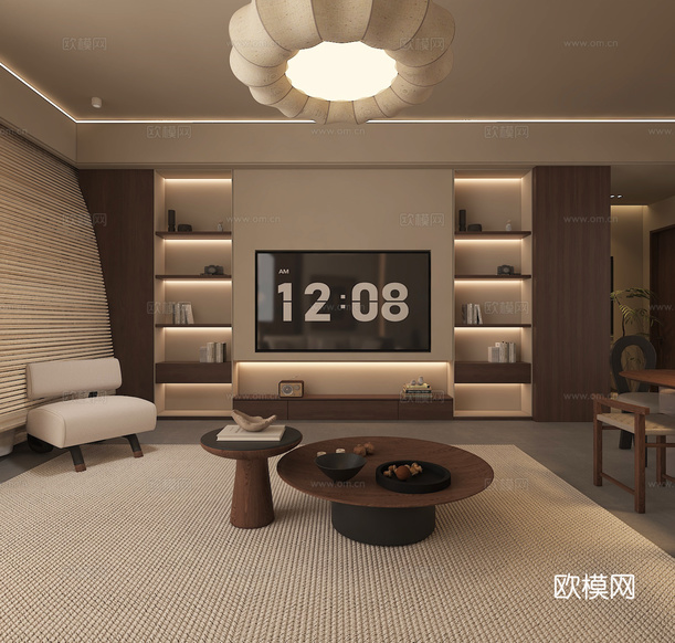 中古風(fēng)客廳3d模型下載(渲染圖2)