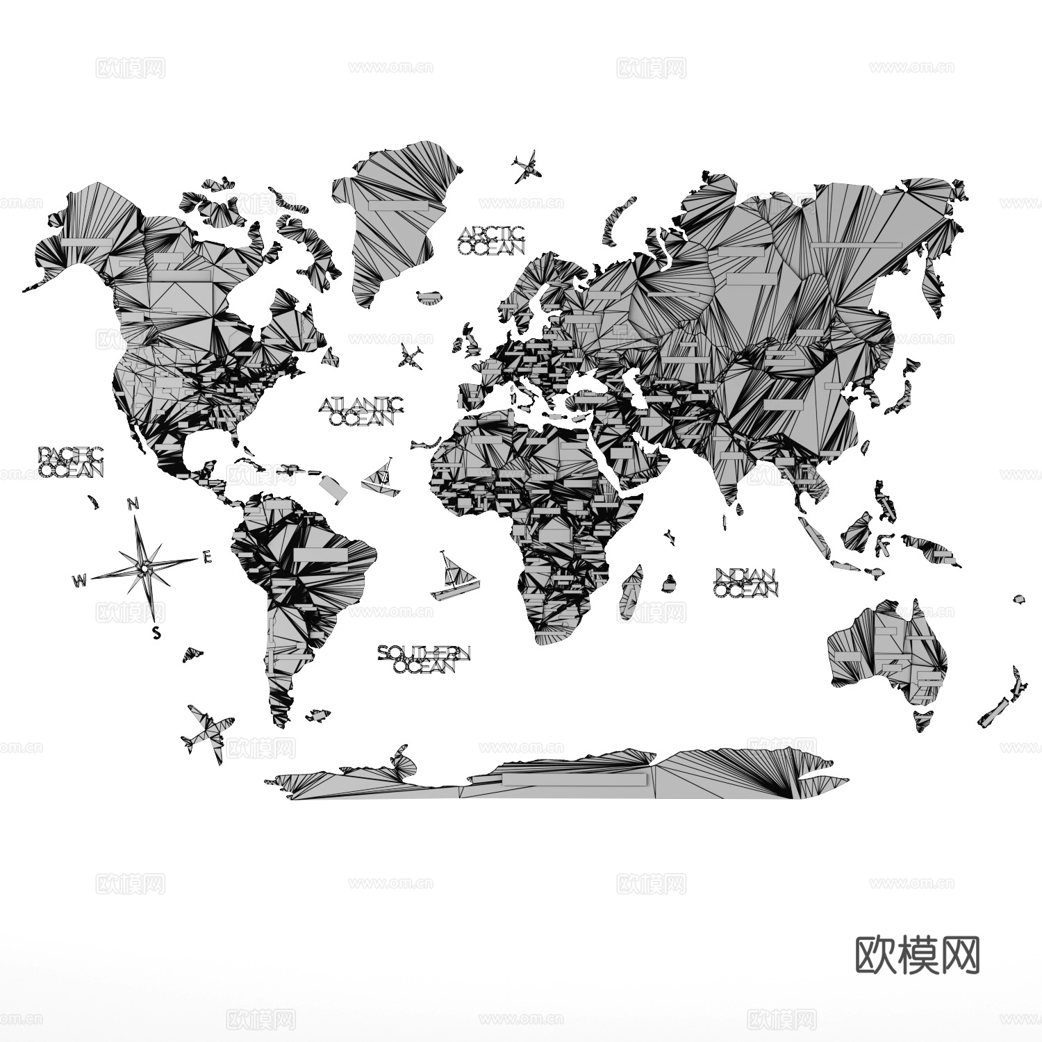 世界地图 装饰背墙 文化墙3d模型