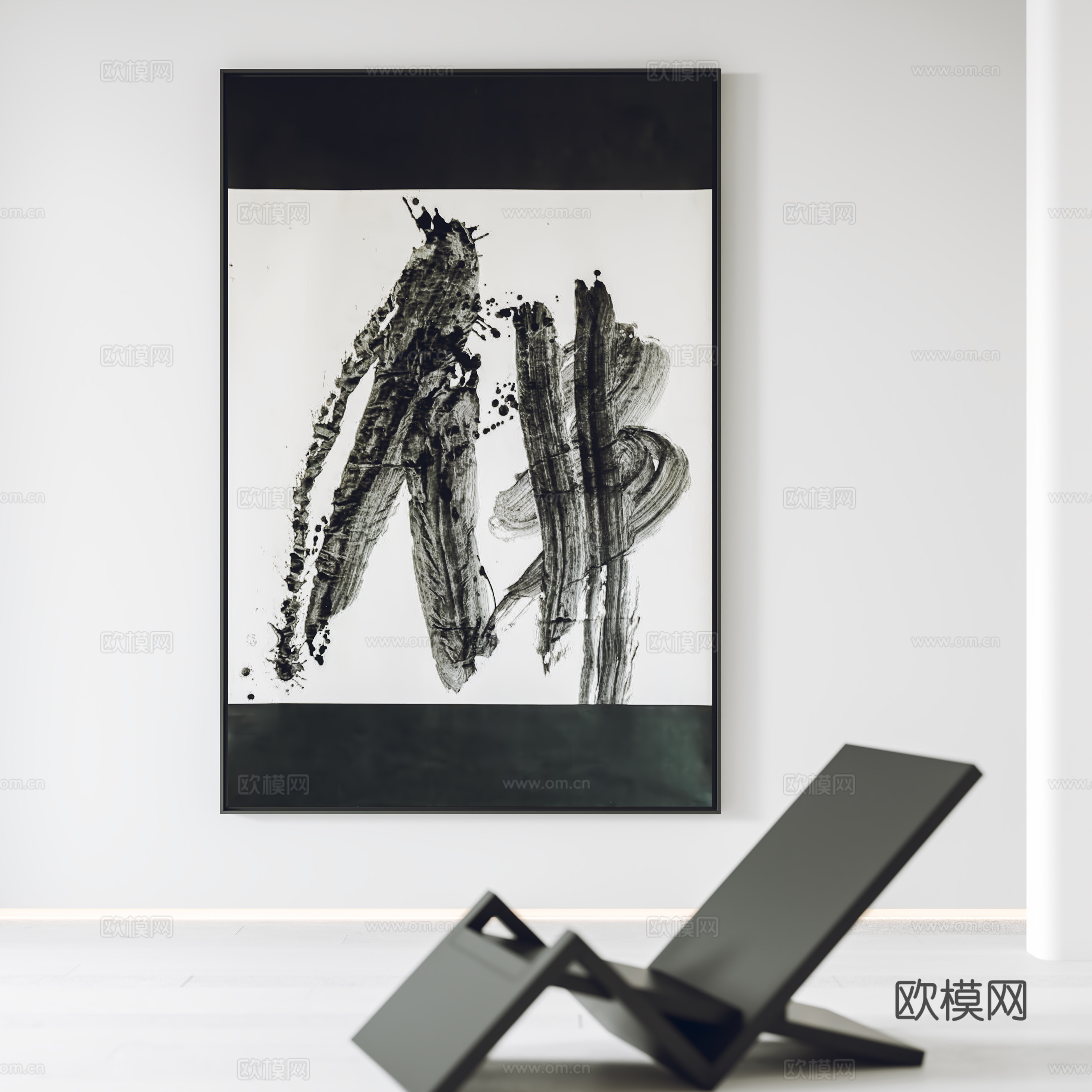 新中式挂画 装饰画 休闲椅3d模型