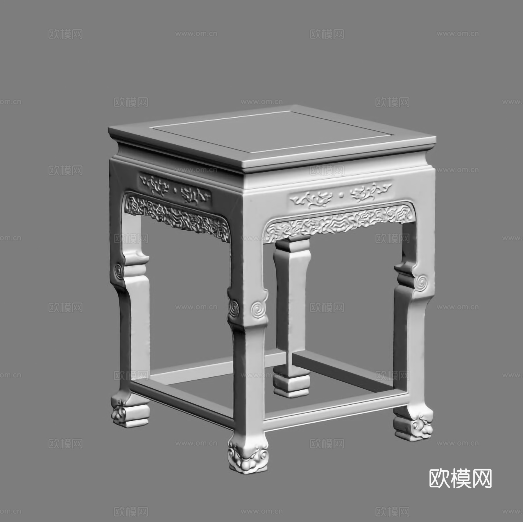 中式小茶几 雕花造型 实木红木3d模型