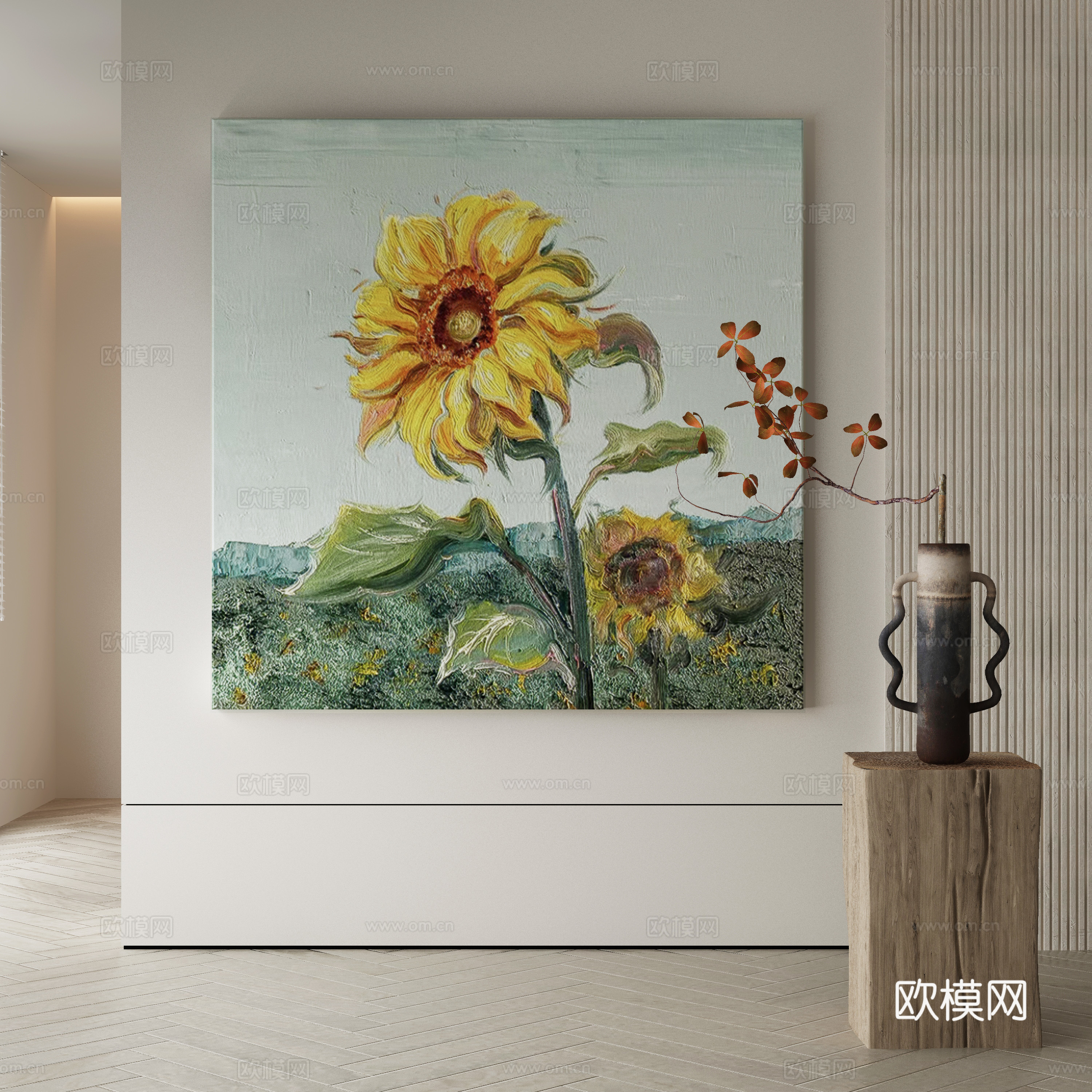 现代侘寂挂画 油画3d模型下载