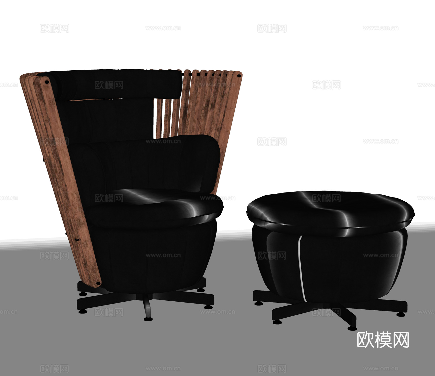 现代办公椅 皮椅 职员椅 矮凳su模型
