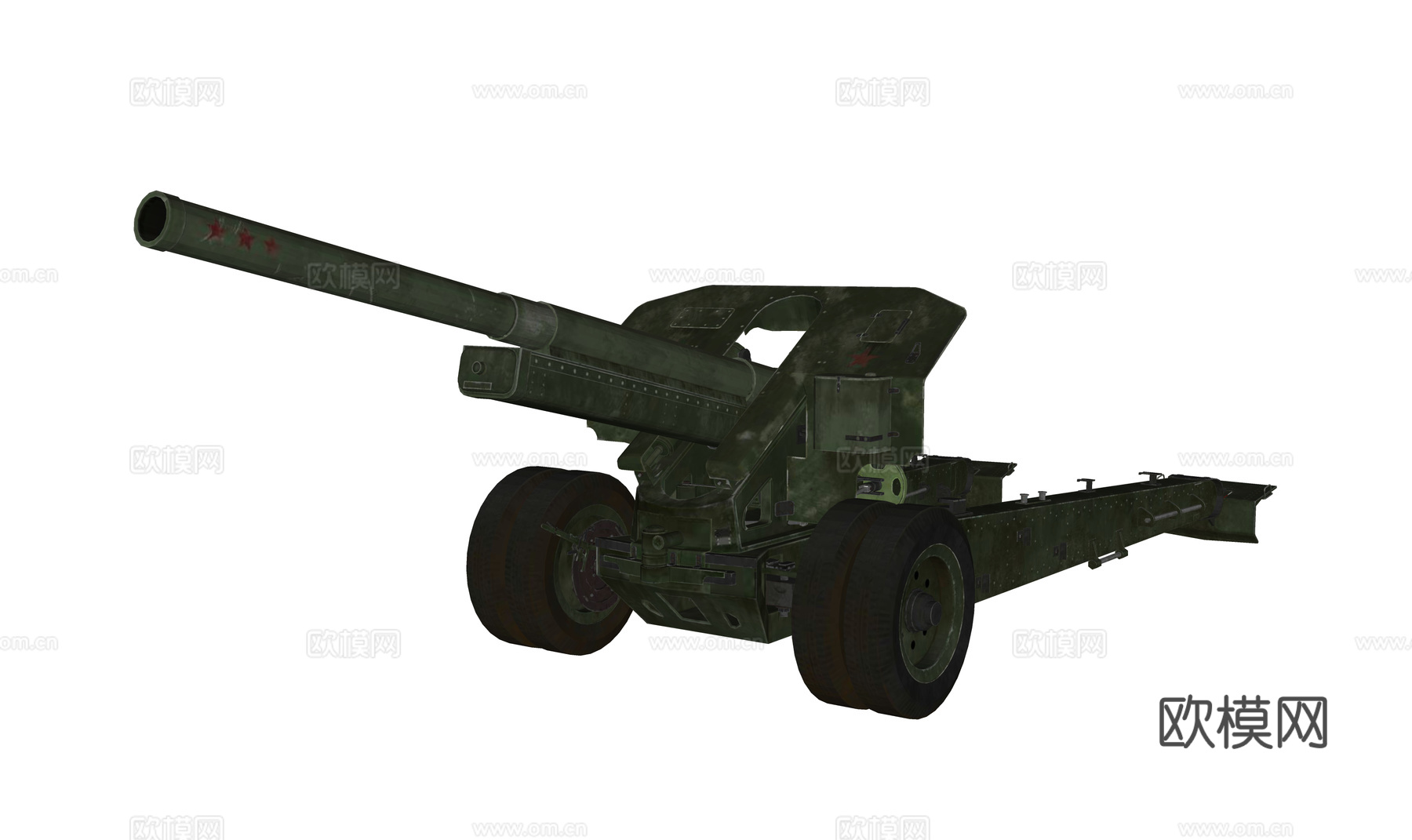 现代重武器 高射炮 大炮 炮台su模型