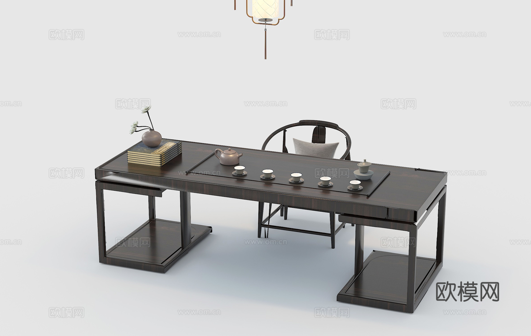 中式茶桌椅组合3d模型