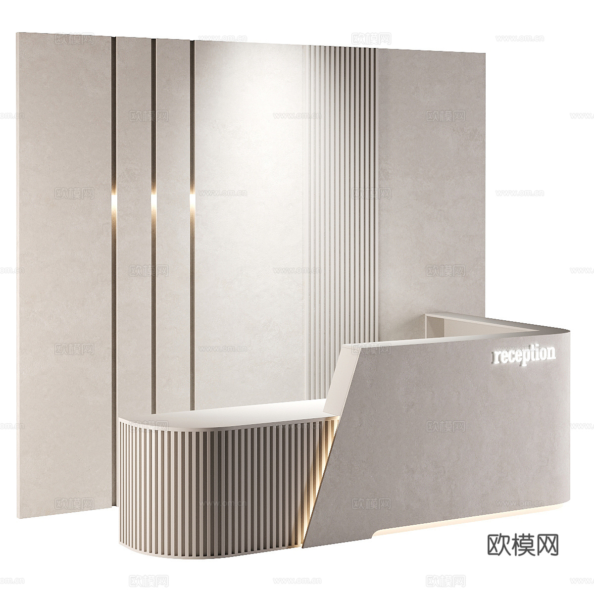 现代极简公司前台 接待台3d模型