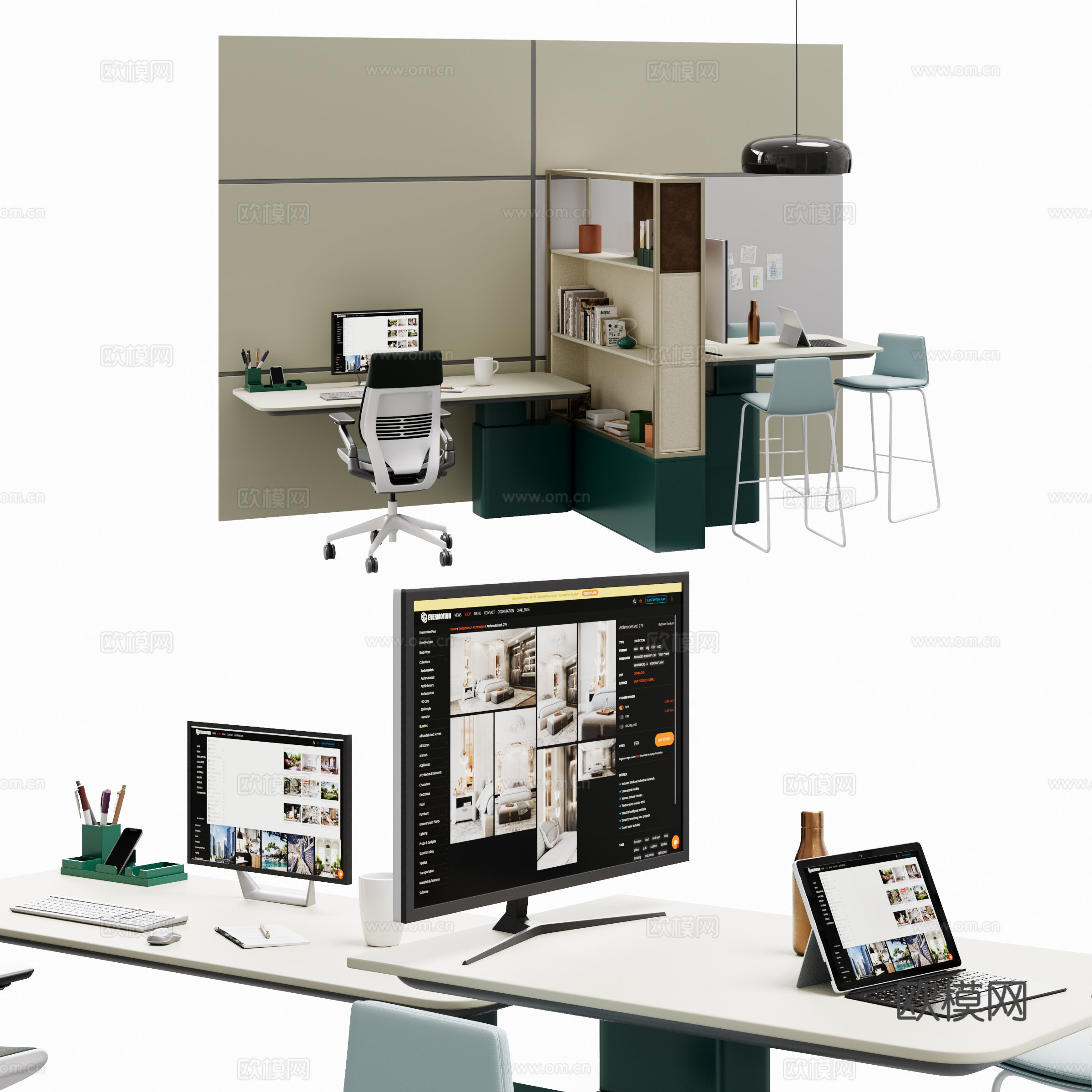 现代办公家具 办公桌椅3d模型