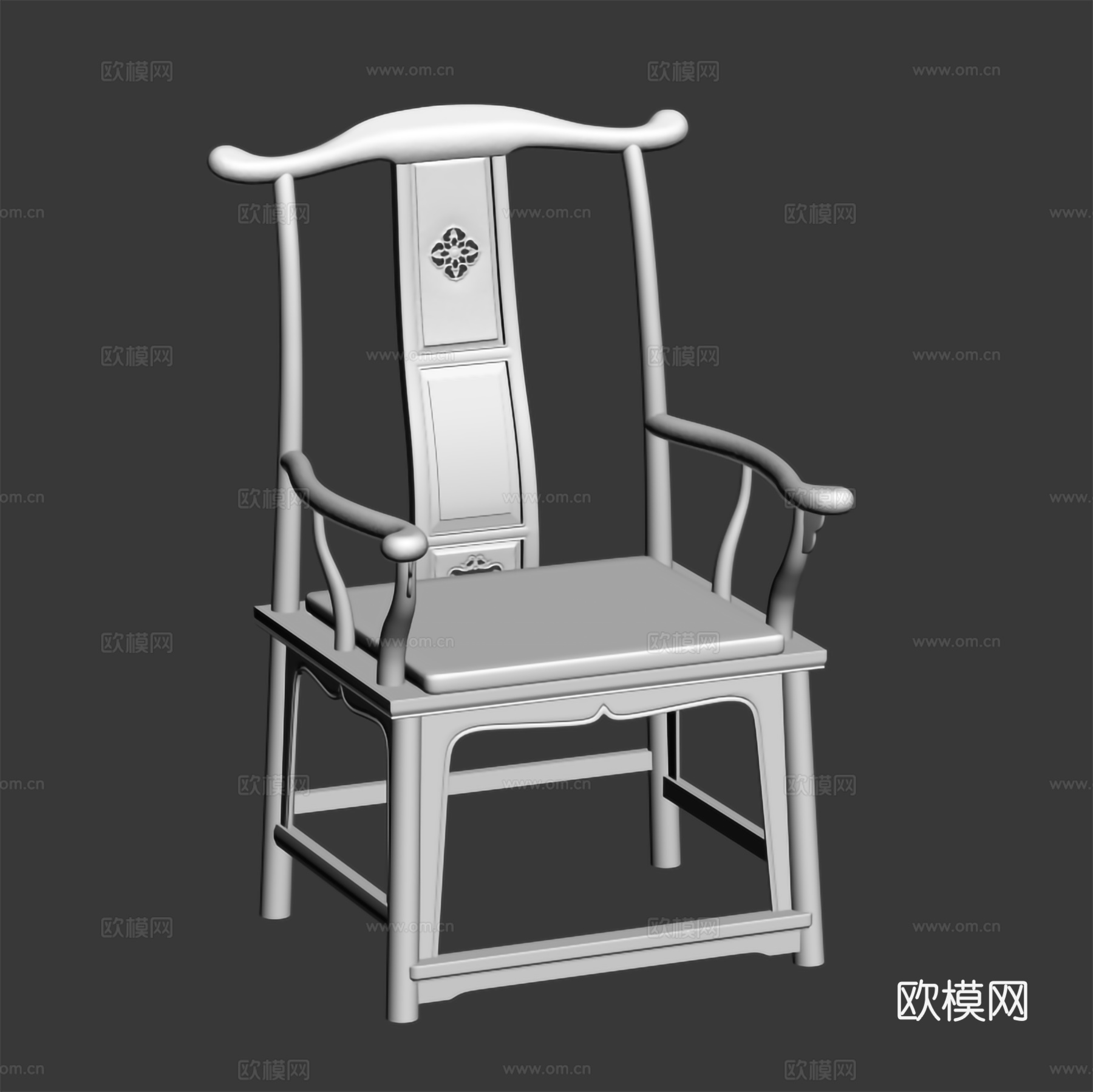 中式官帽椅 茶桌椅 扶手椅 实木红木3d模型