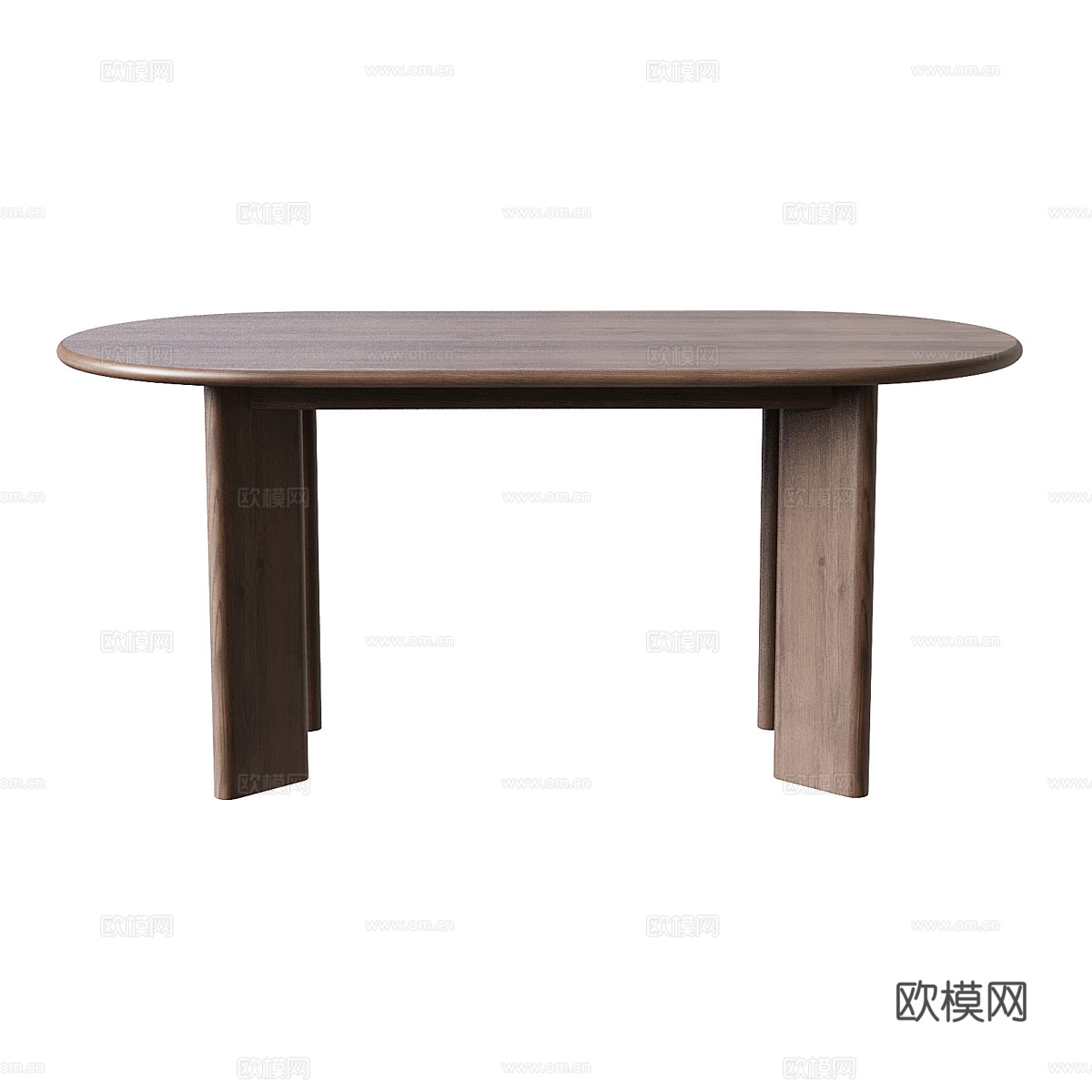 现代意式实木椭圆餐桌3d模型