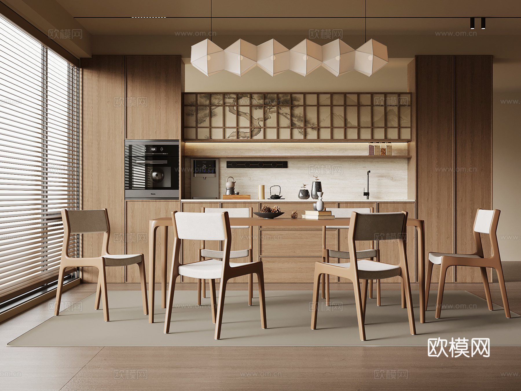 03餐厅 新中式餐厅 餐桌椅3d模型