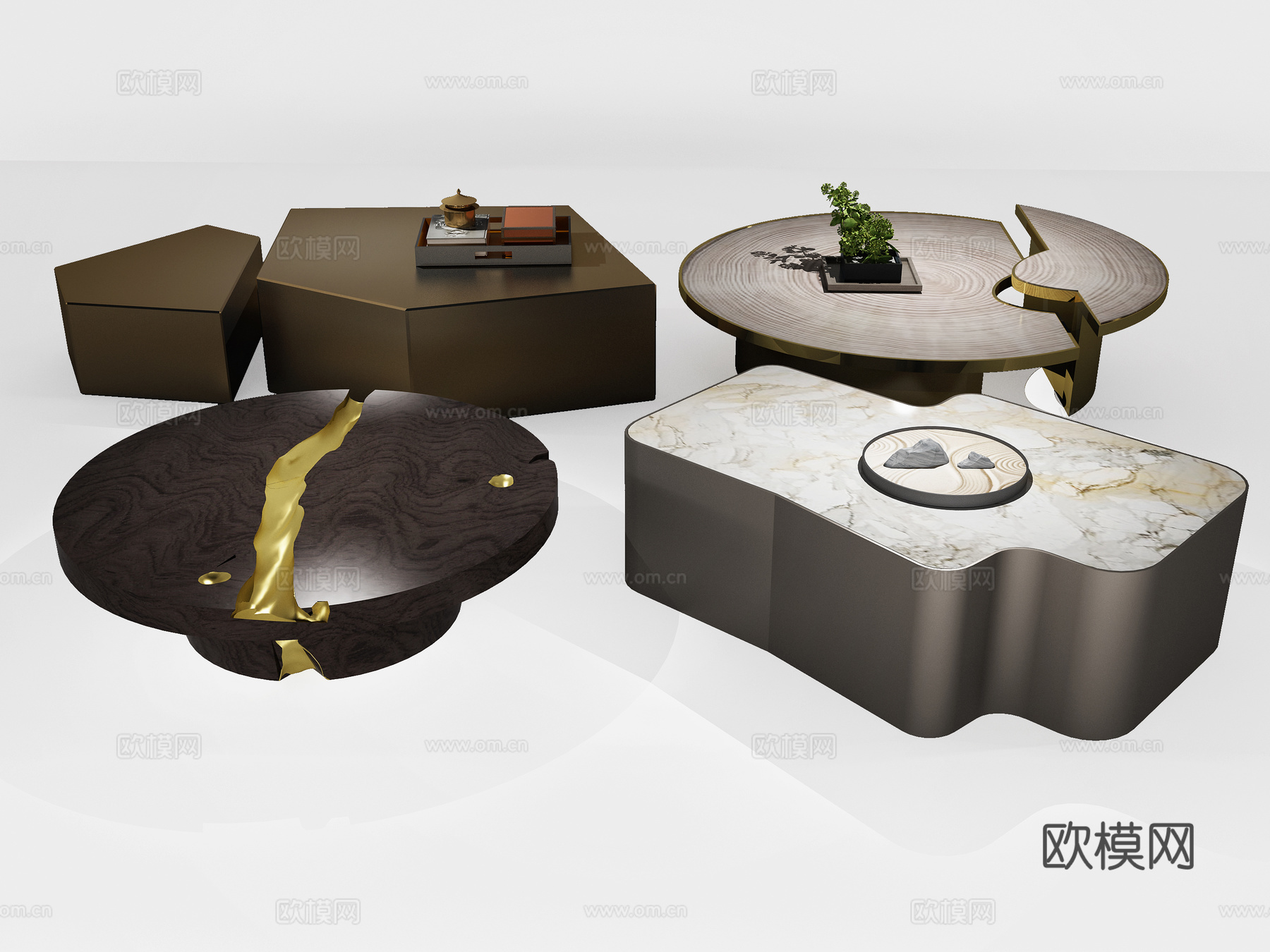 现代茶几饰品组合3d模型