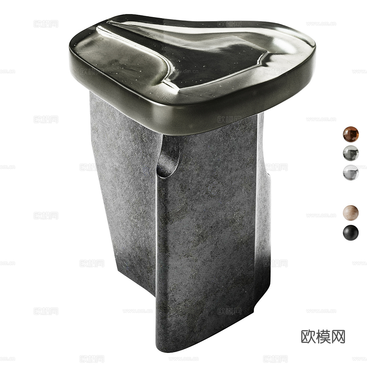 现代意式轻奢石材亚克力异形边几3d模型