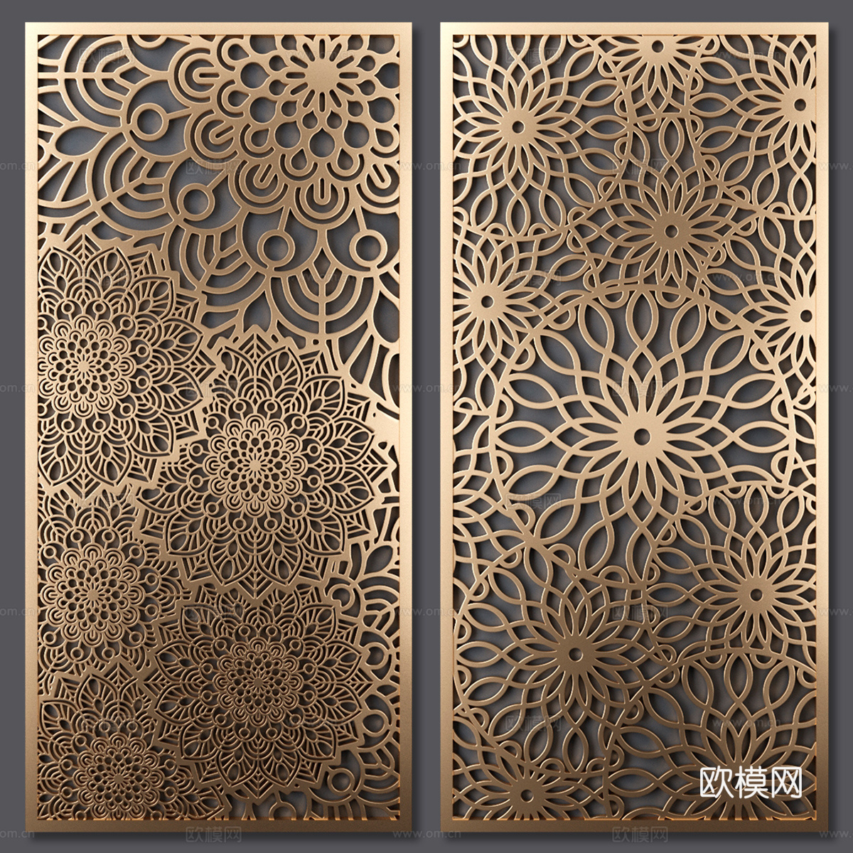 现代轻奢金属雕花3d模型