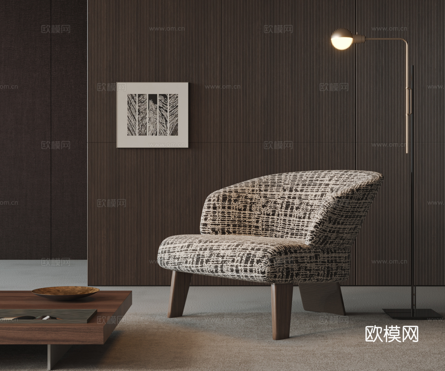 minotti 意式沙发椅 休闲椅 扶手椅 单人沙发 茶几su模型