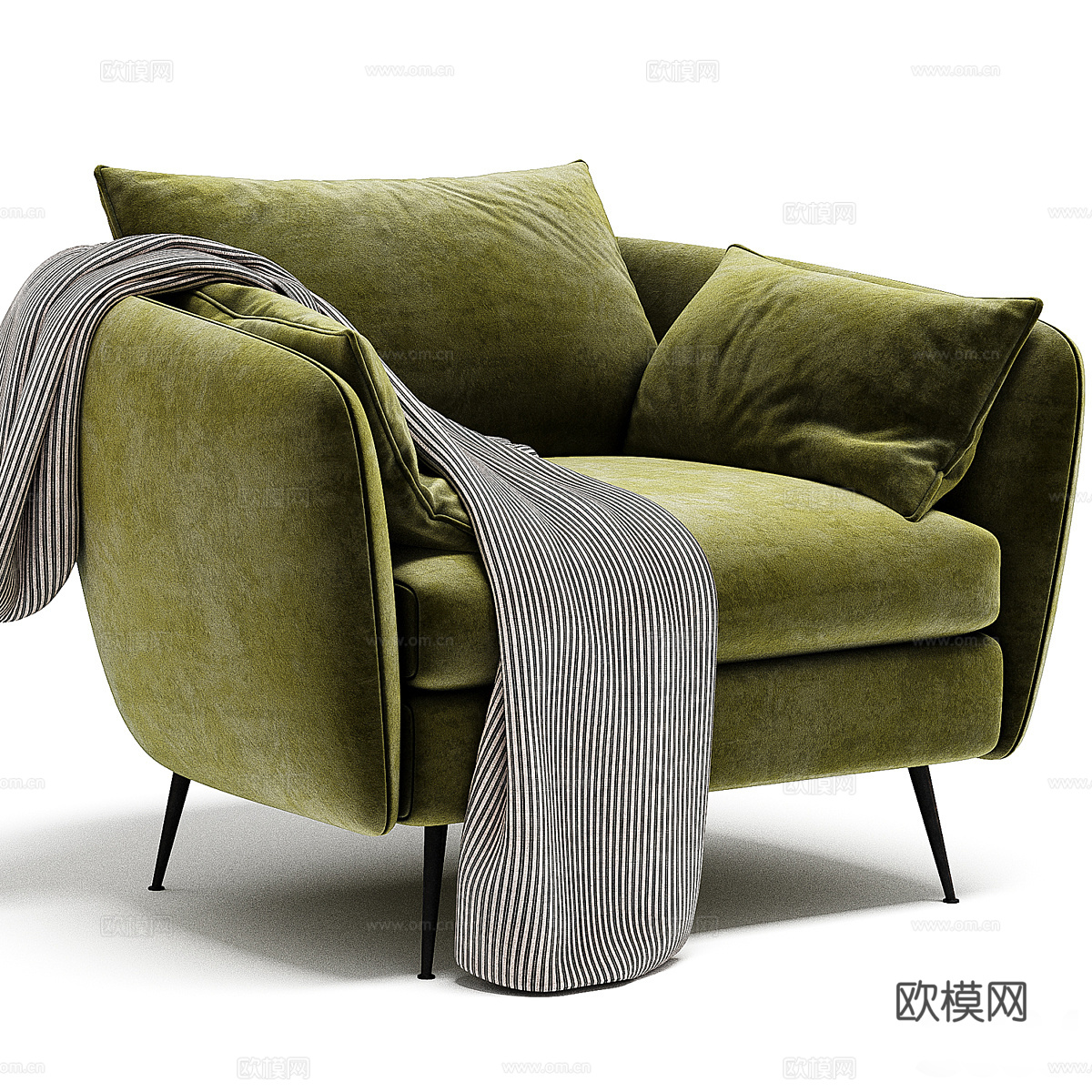 现代意式轻奢布艺扶手椅3d模型