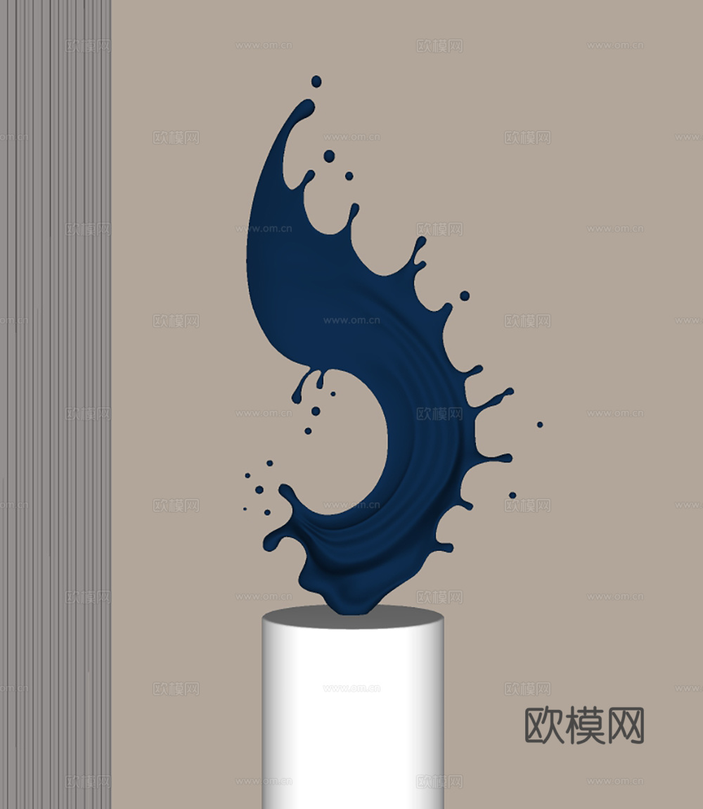 现代浪花雕塑装置su模型