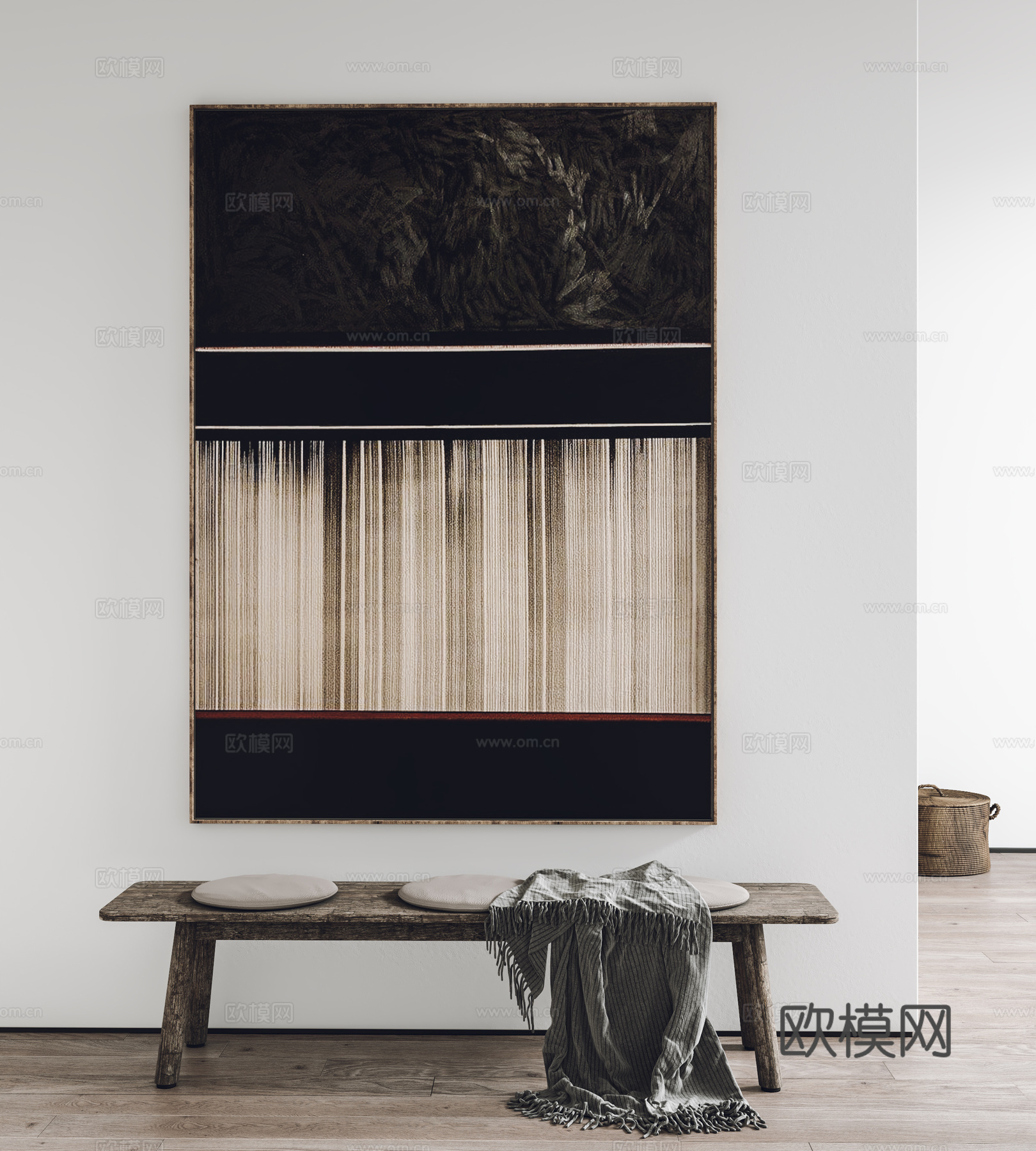 现代挂画 装饰画 凳子3d模型