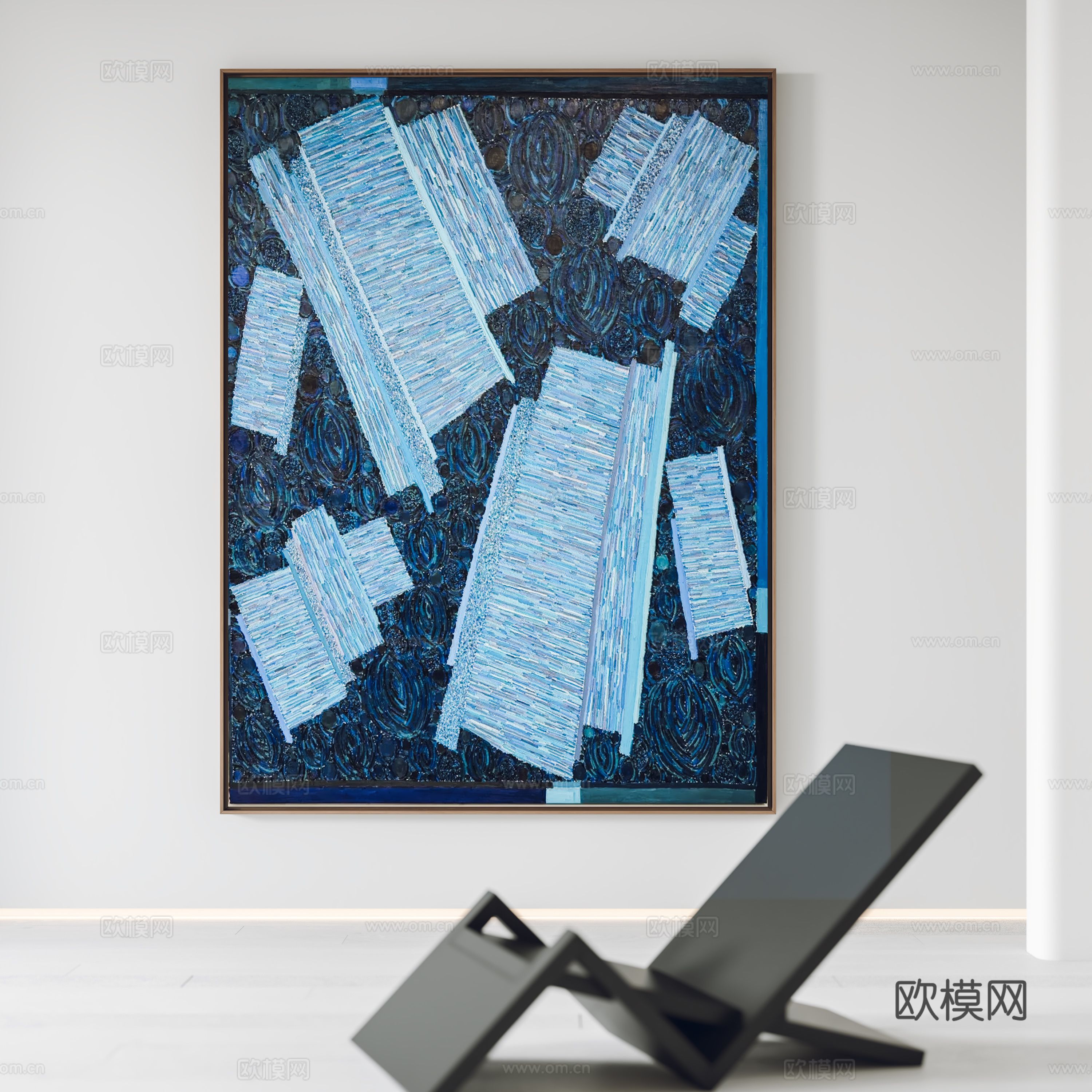 现代挂画 装饰画 休闲椅3d模型