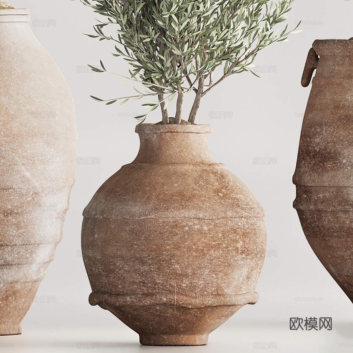 新中式侘寂绿植盆栽3d模型