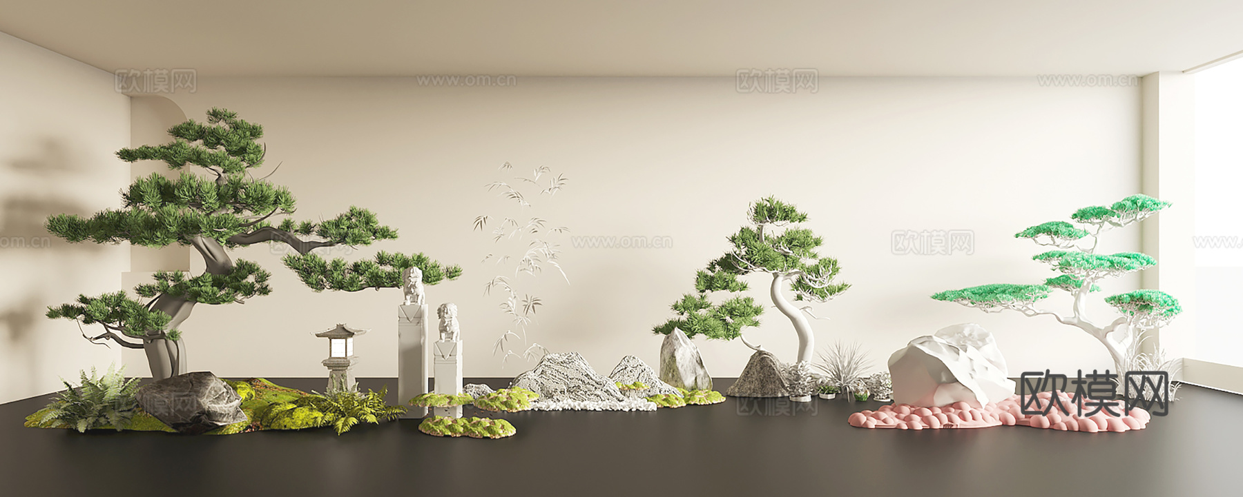 现代景观造景 景观小品 植物造景 室内景观 植物装置3d模型