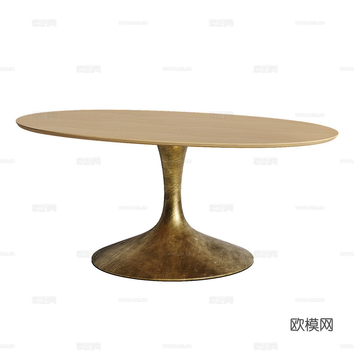 现代意式轻奢椭圆餐桌3d模型
