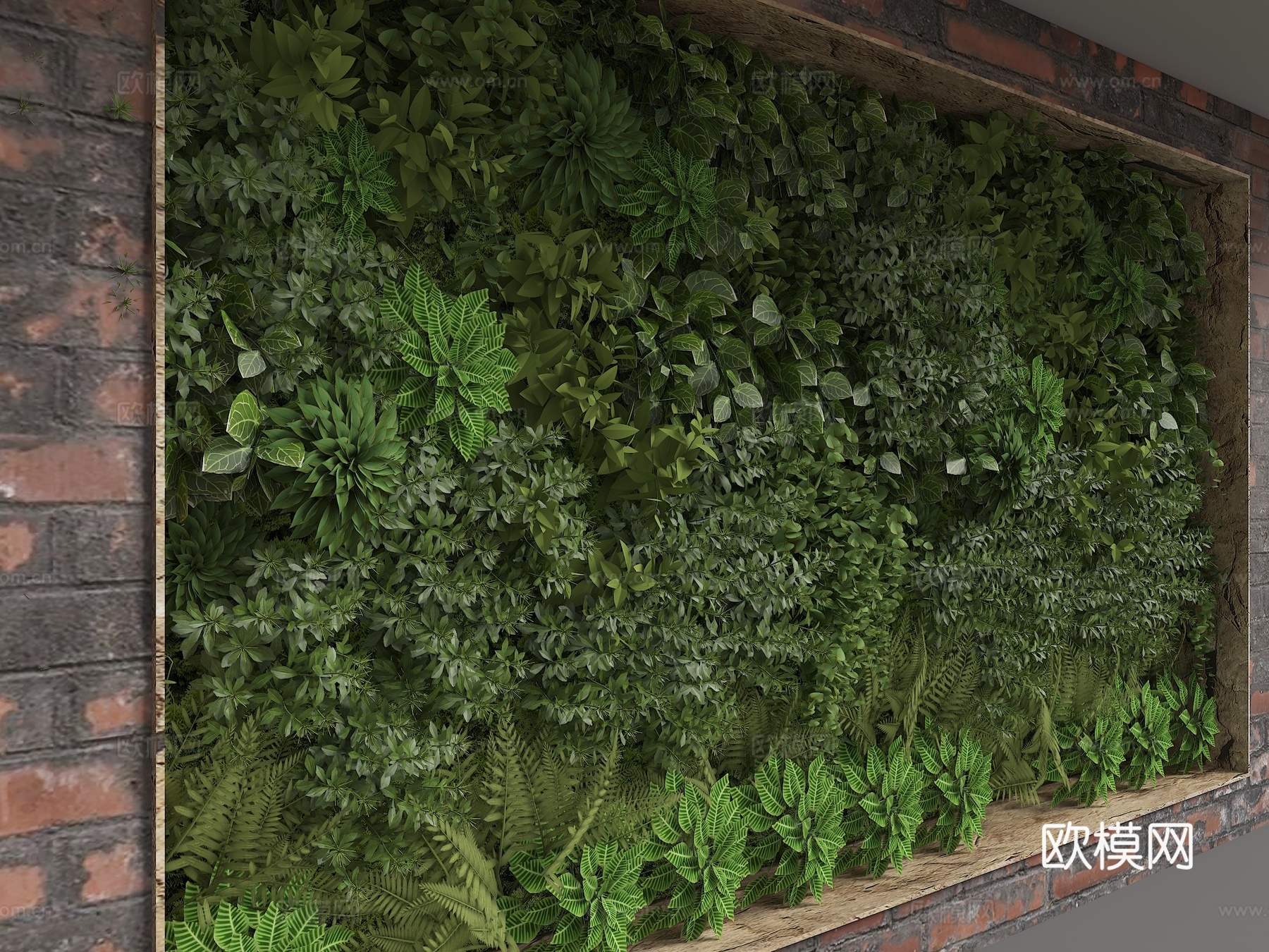 现代植物背景墙3d模型