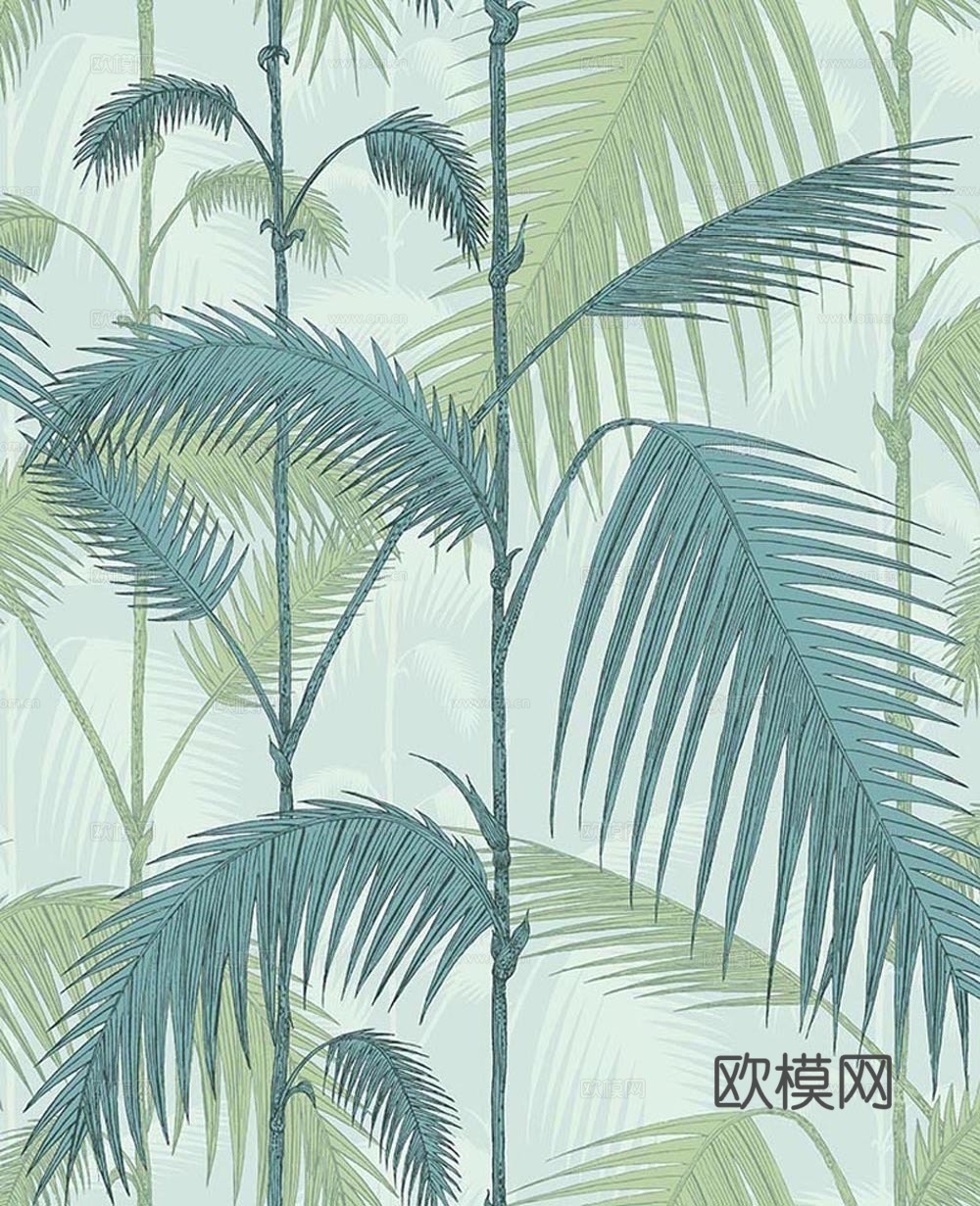 绿色树叶植物印花壁纸
