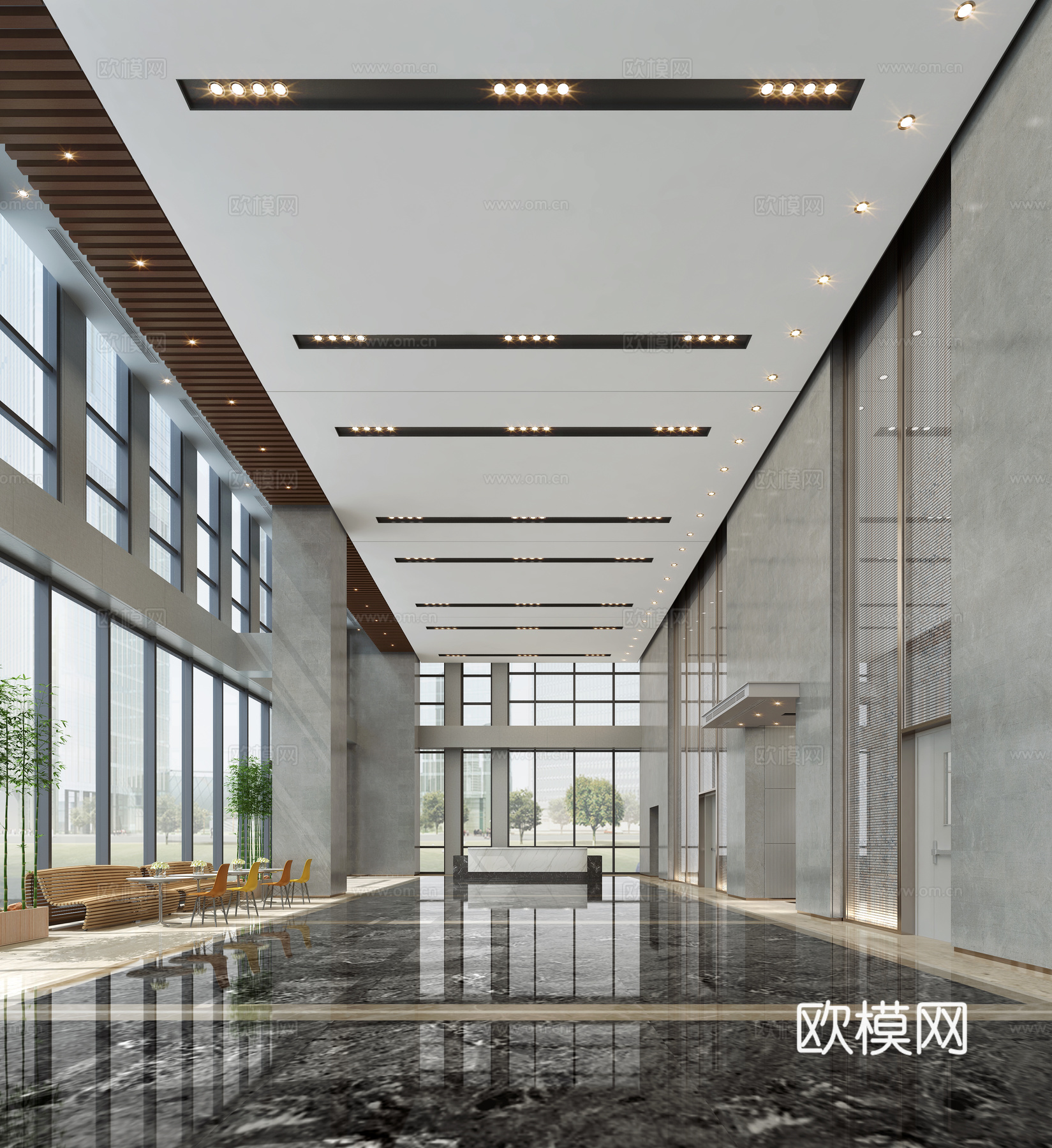 现代商务办公大厅3d模型