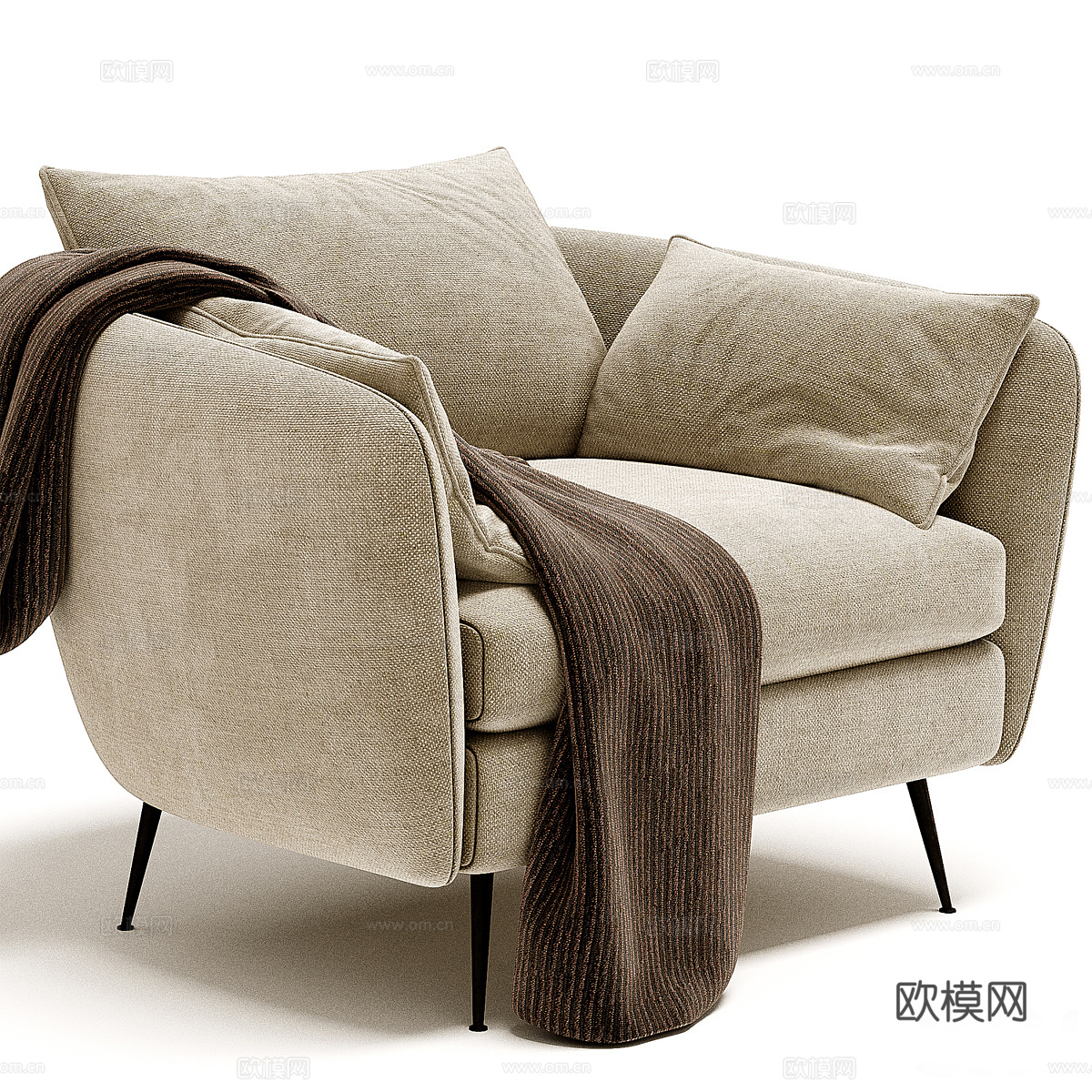 现代意式轻奢布艺扶手椅3d模型