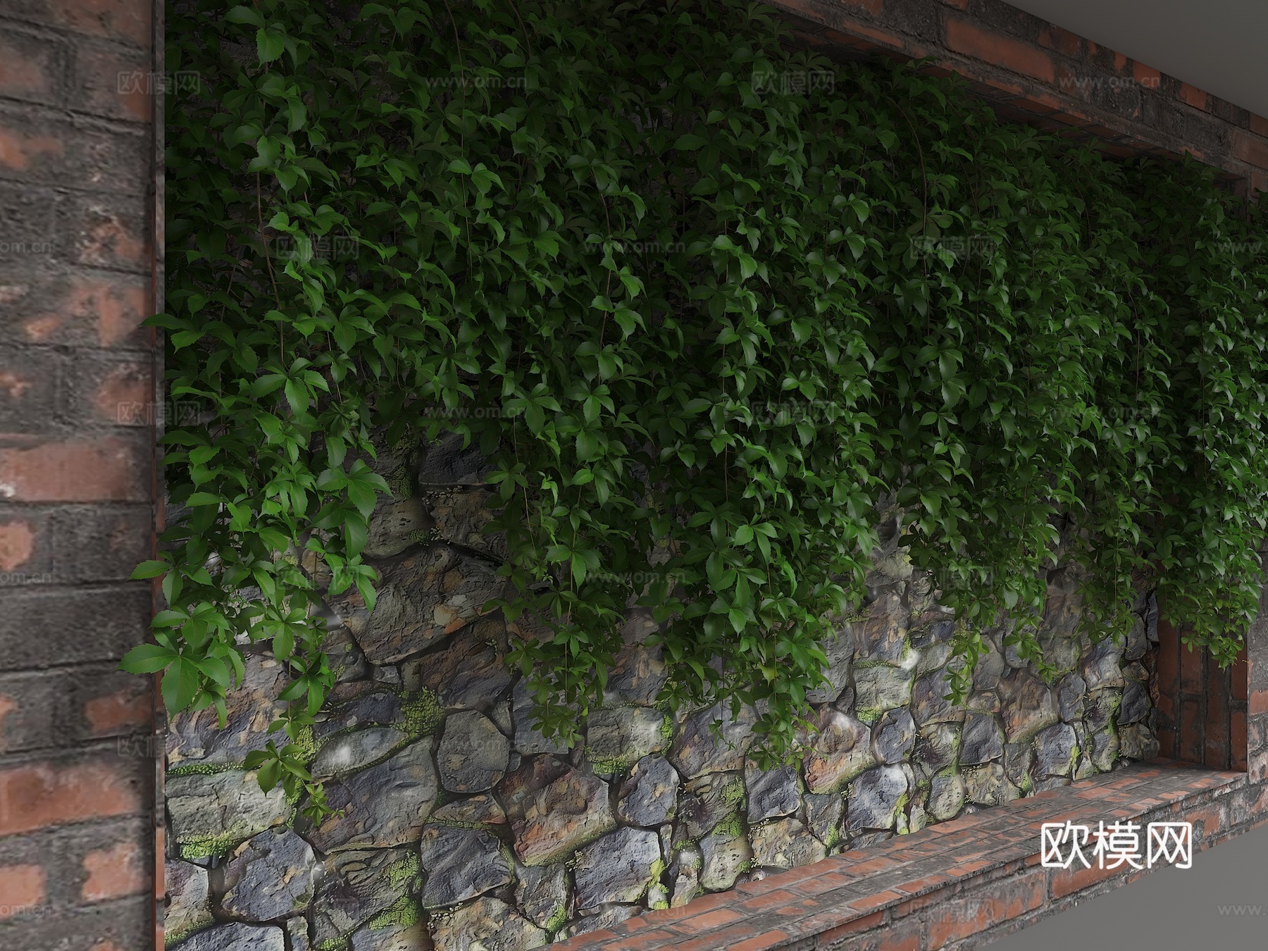 现代植物背景墙3d模型