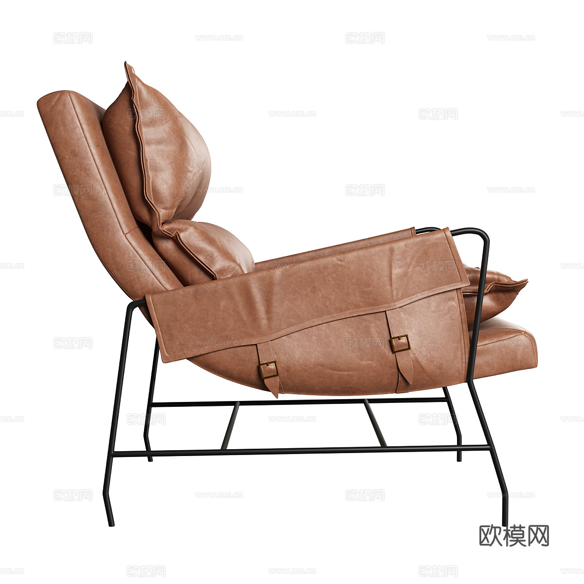 现代意式皮革休闲椅3d模型