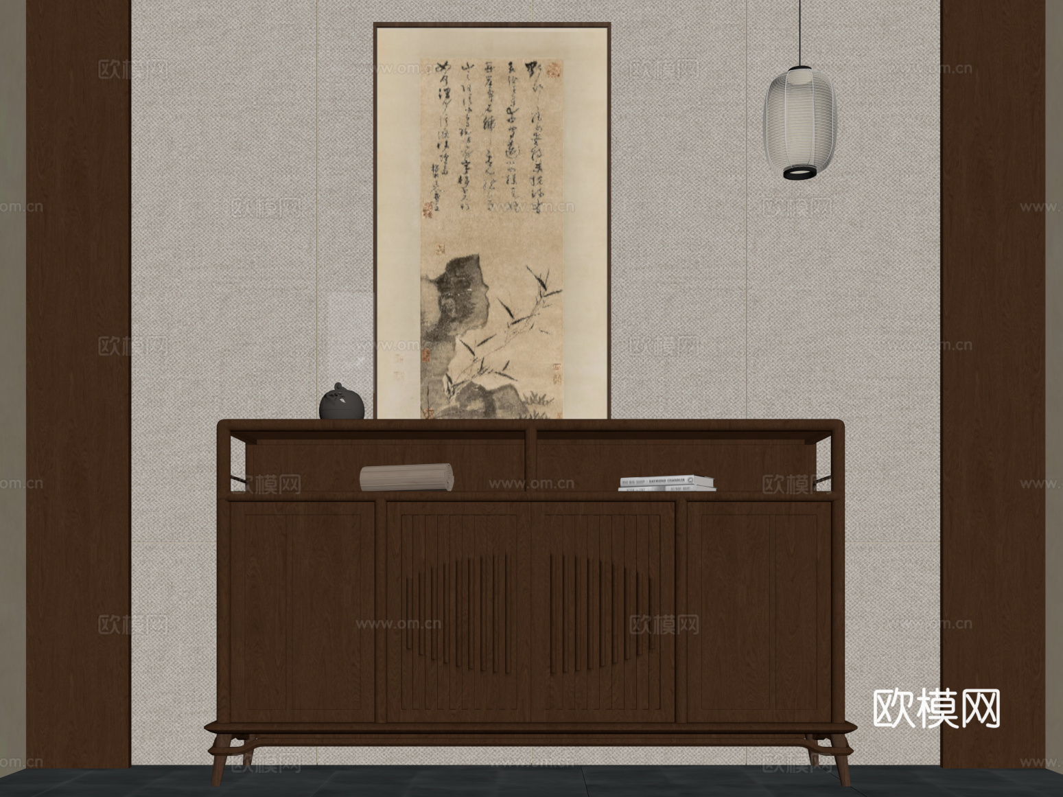 010玄关柜 新中式玄关柜su模型