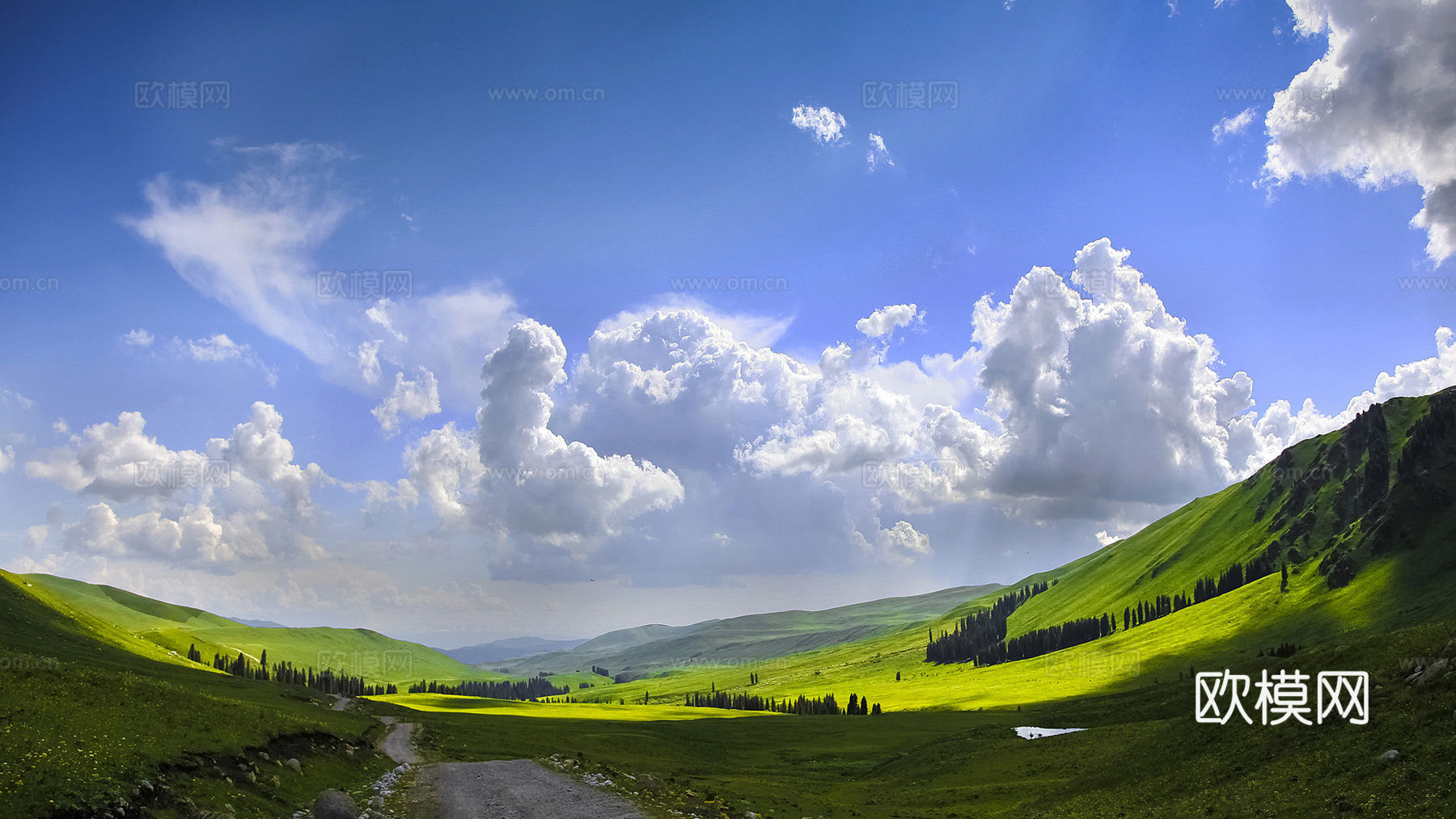 蓝天草原新疆风景