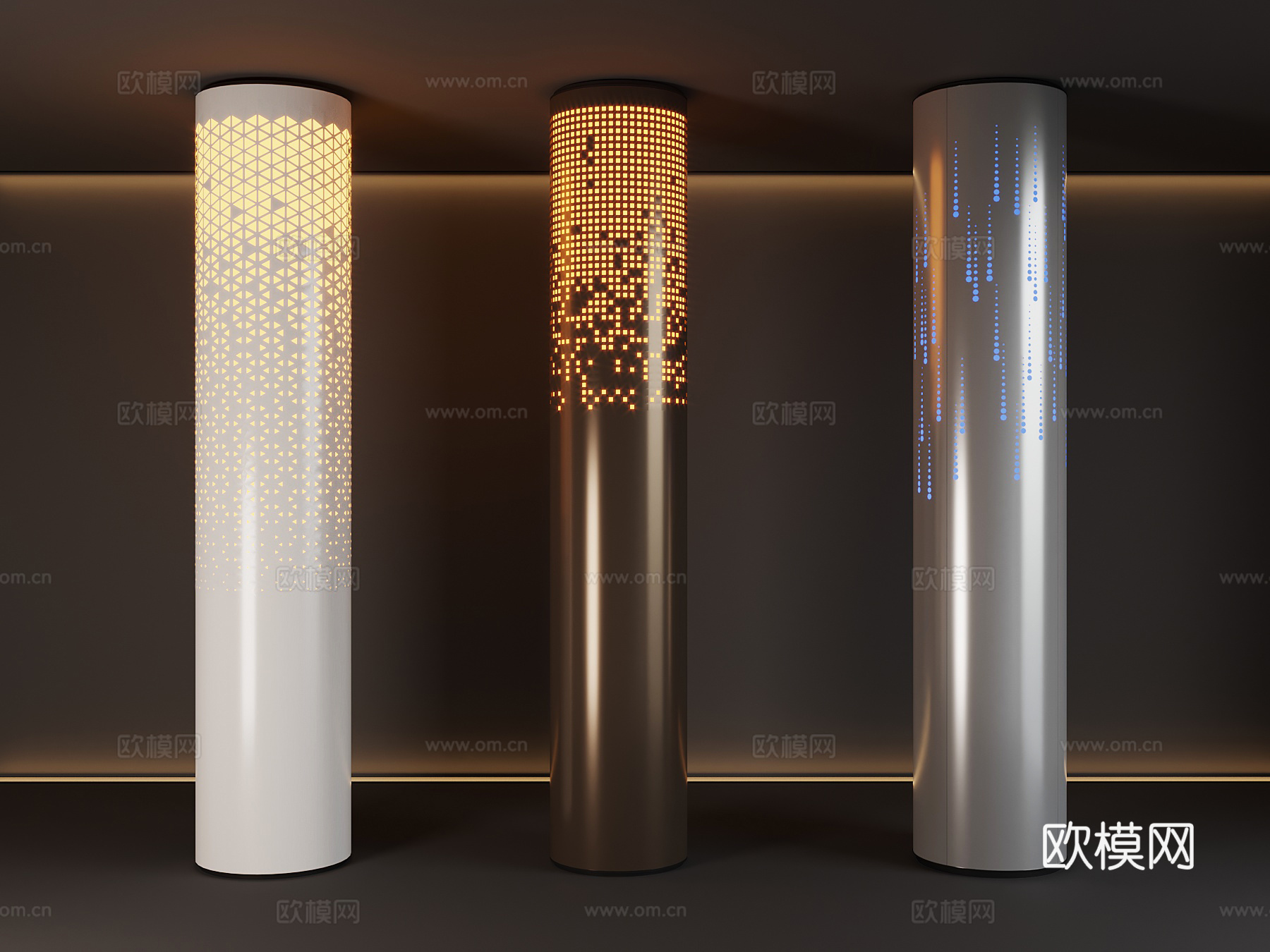 17现代发光柱子3d模型