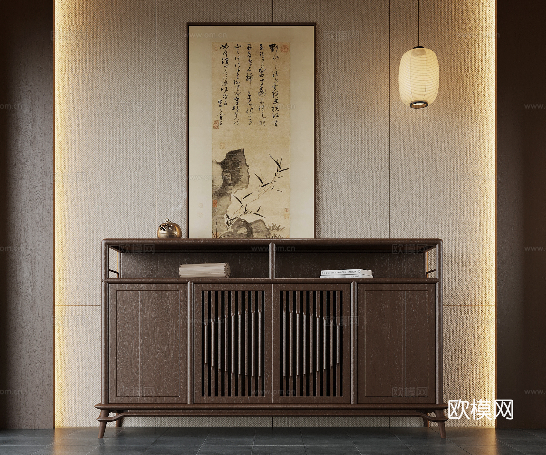 010玄关柜 新中式玄关柜su模型