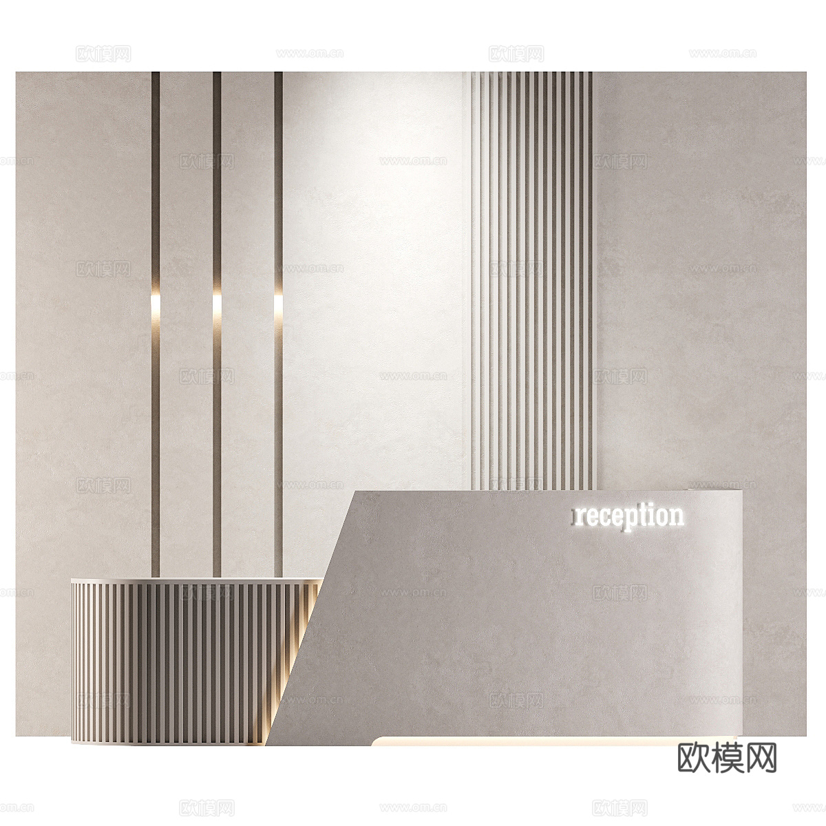 现代极简公司前台 接待台3d模型