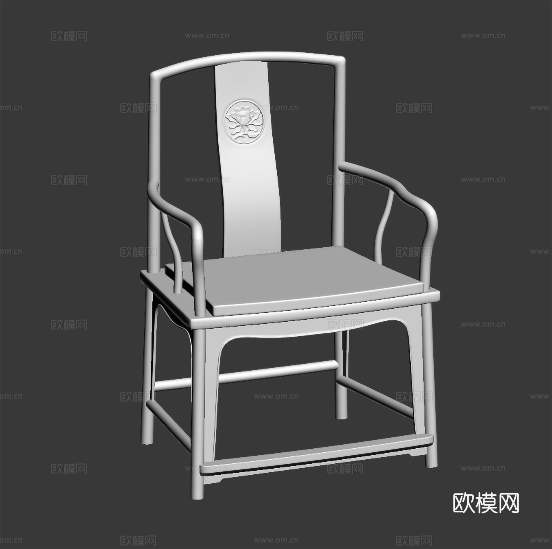 中式茶桌椅 餐椅 扶手椅 实木红木3d模型