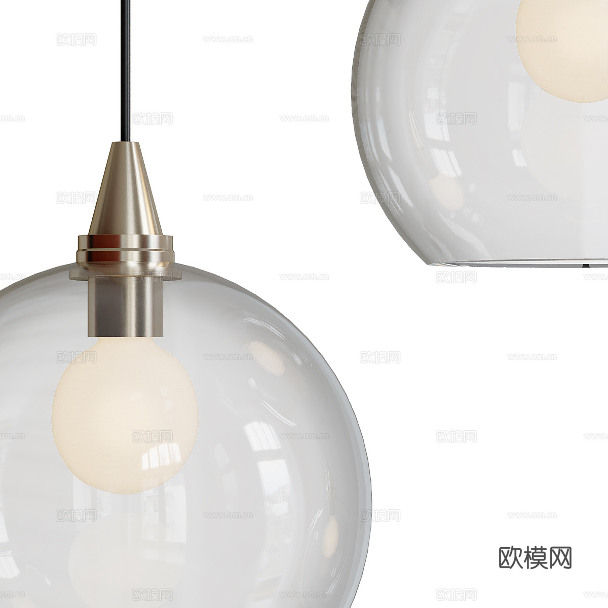 现代意式轻奢玻璃装饰小吊灯3d模型