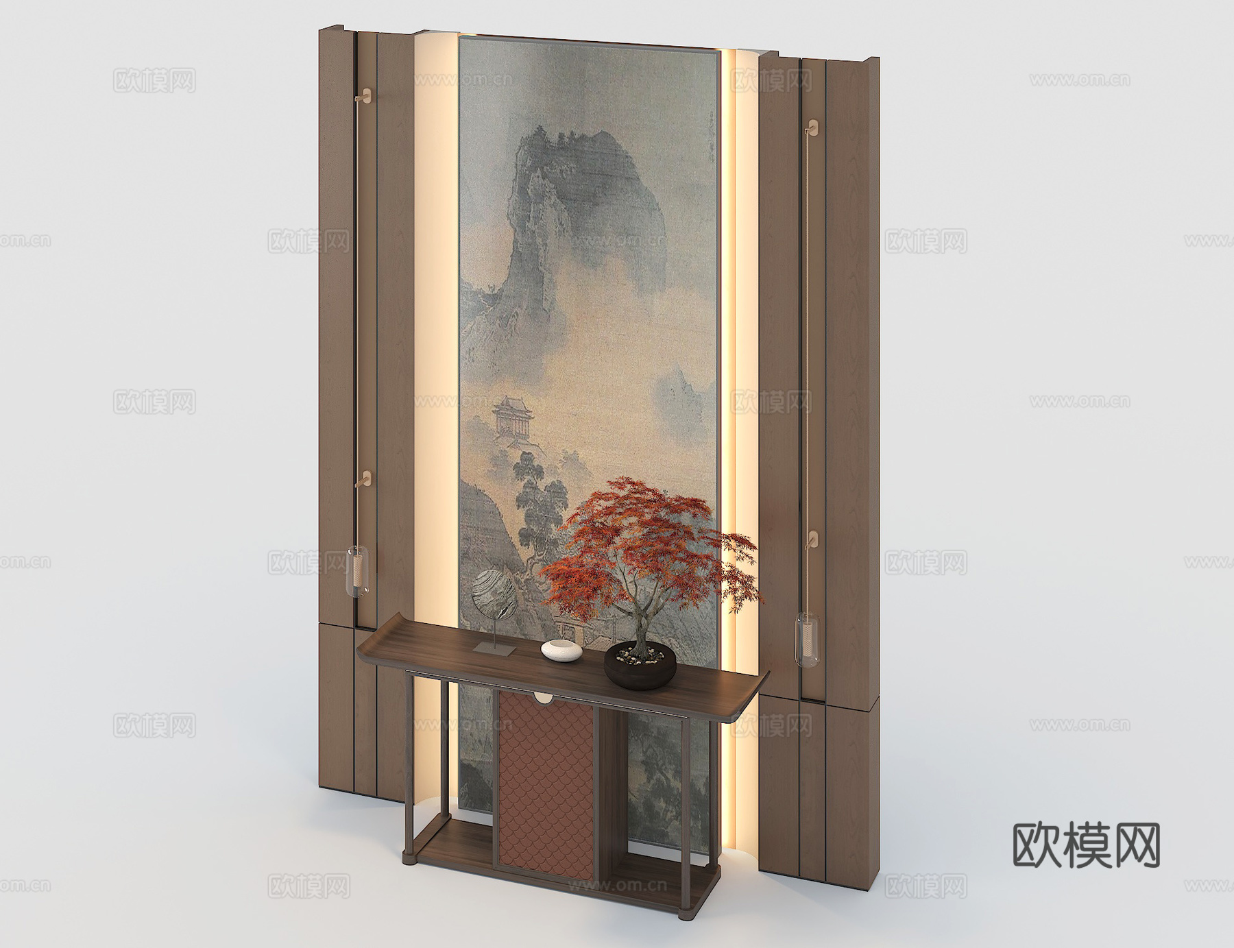 中式茶桌椅组合3d模型