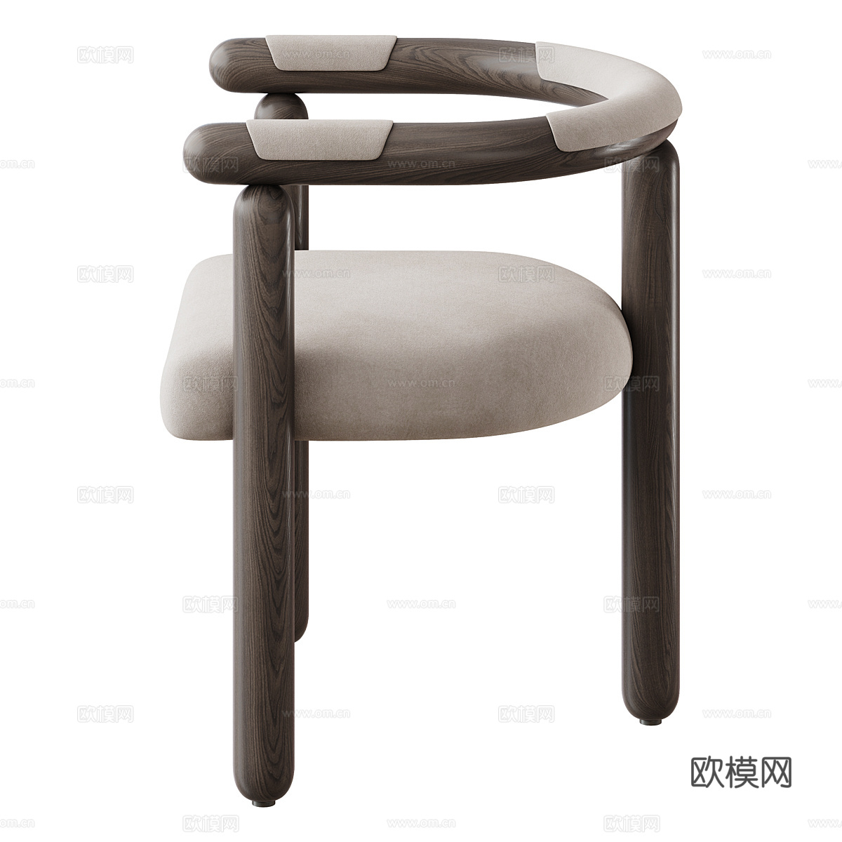 新中式侘寂木质单椅3d模型