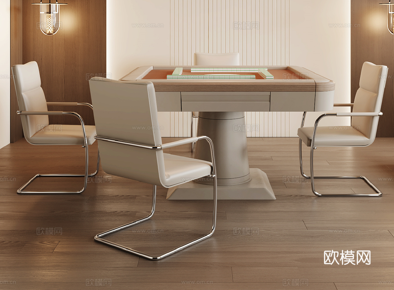 现代麻将桌椅3d模型