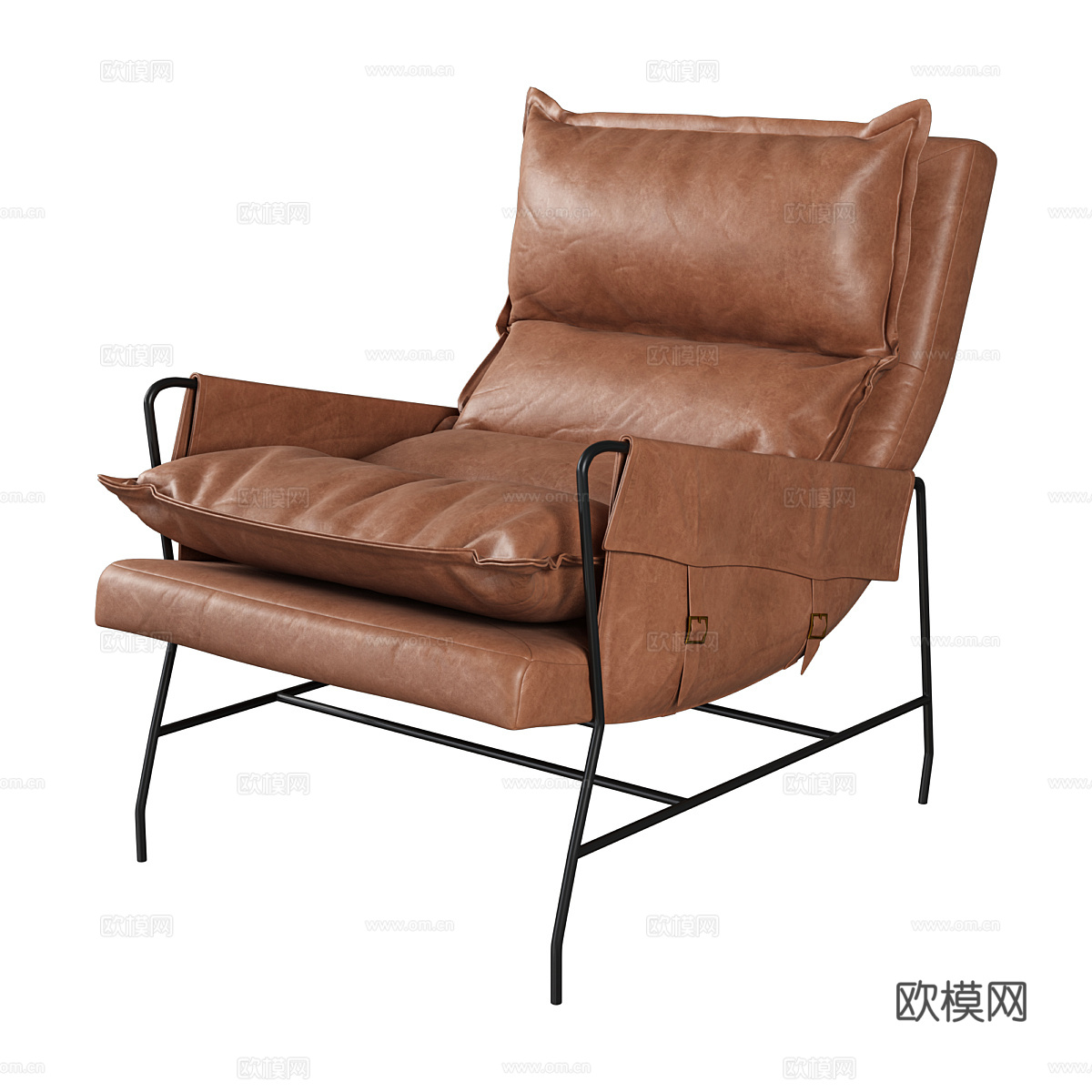 现代意式皮革休闲椅3d模型