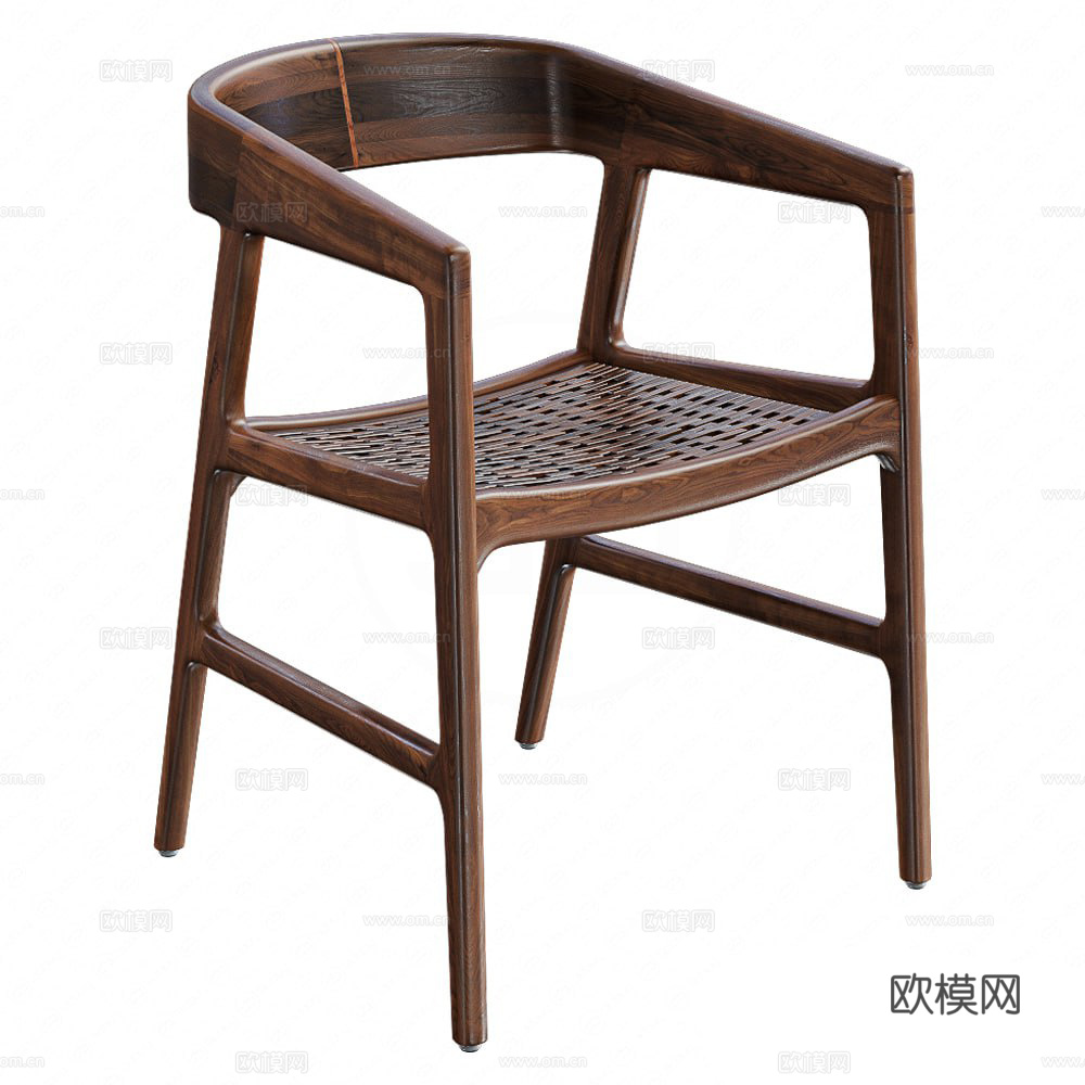 新中式木质单椅3d模型