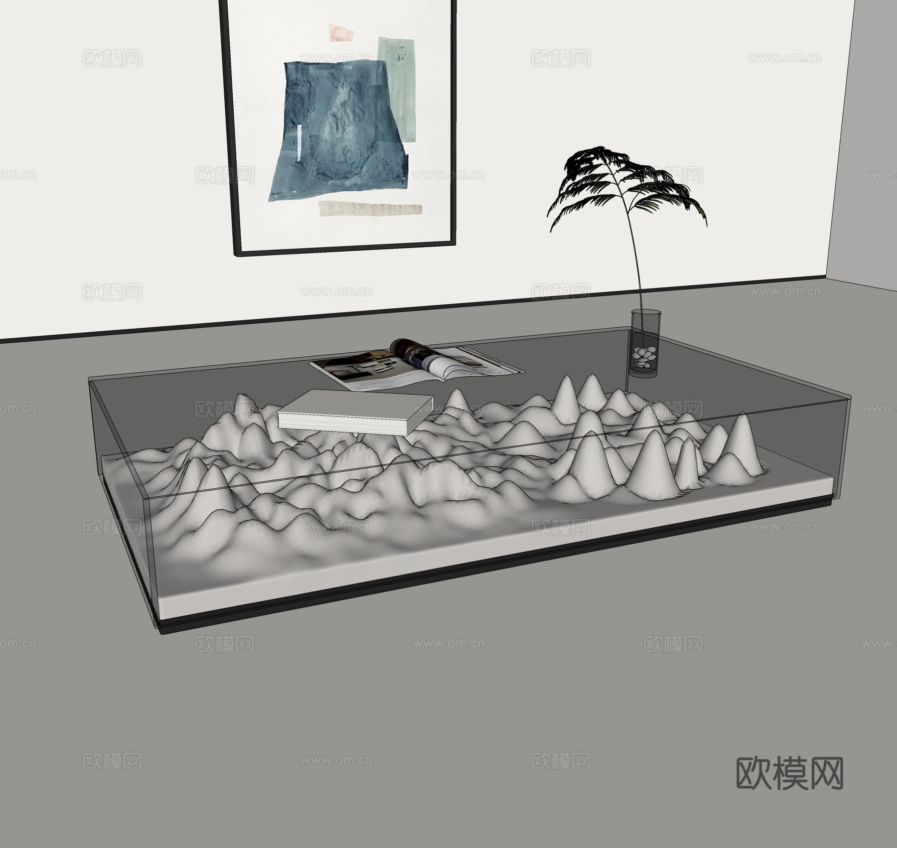 现代茶几 轻奢茶几 方形茶几 玻璃茶几su模型