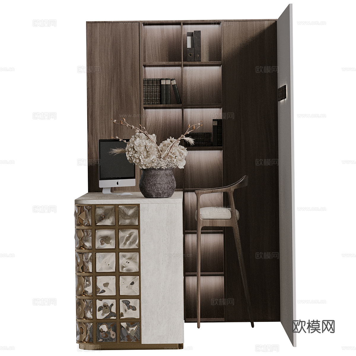 现代意式公司前台 接待台3d模型