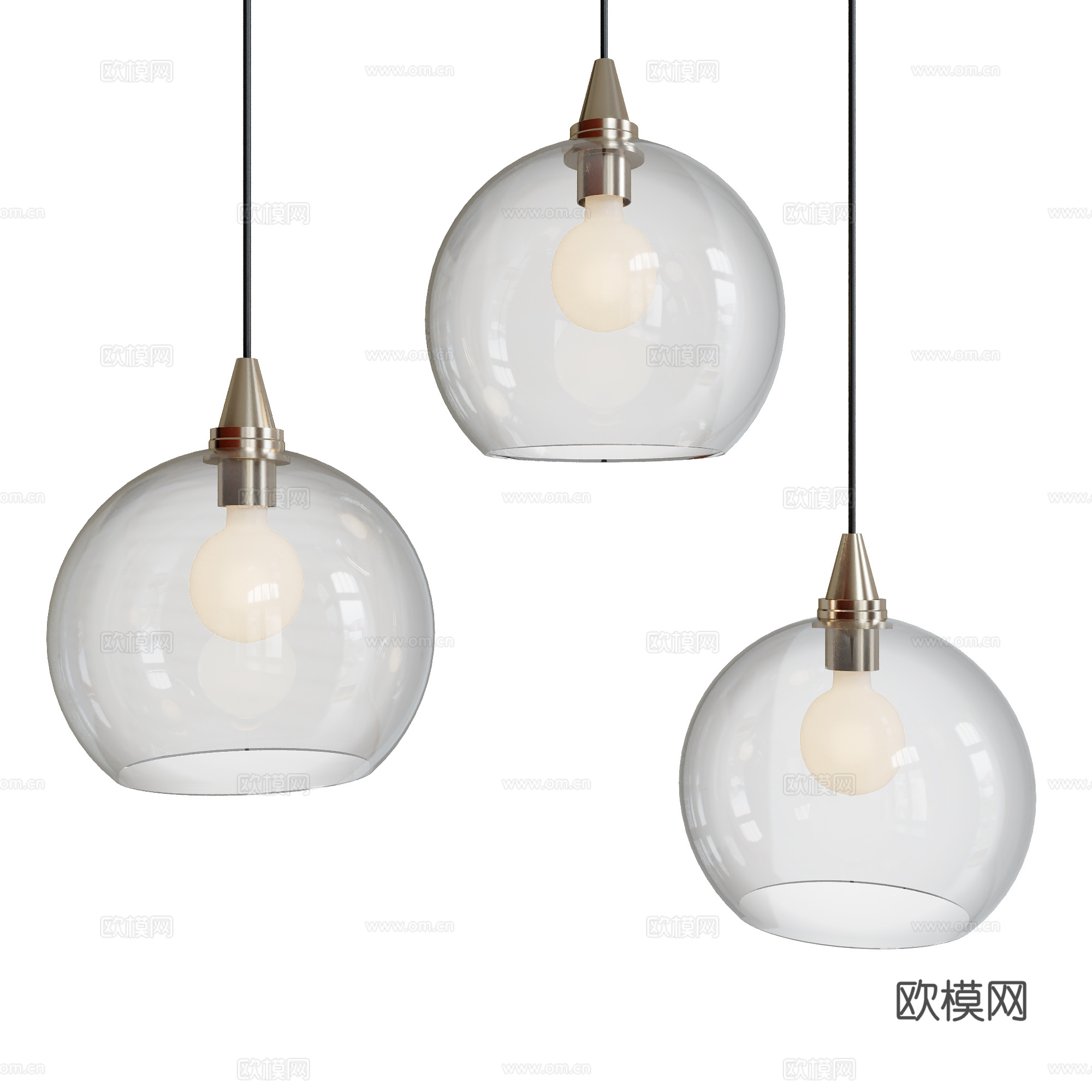 现代意式轻奢玻璃装饰小吊灯3d模型