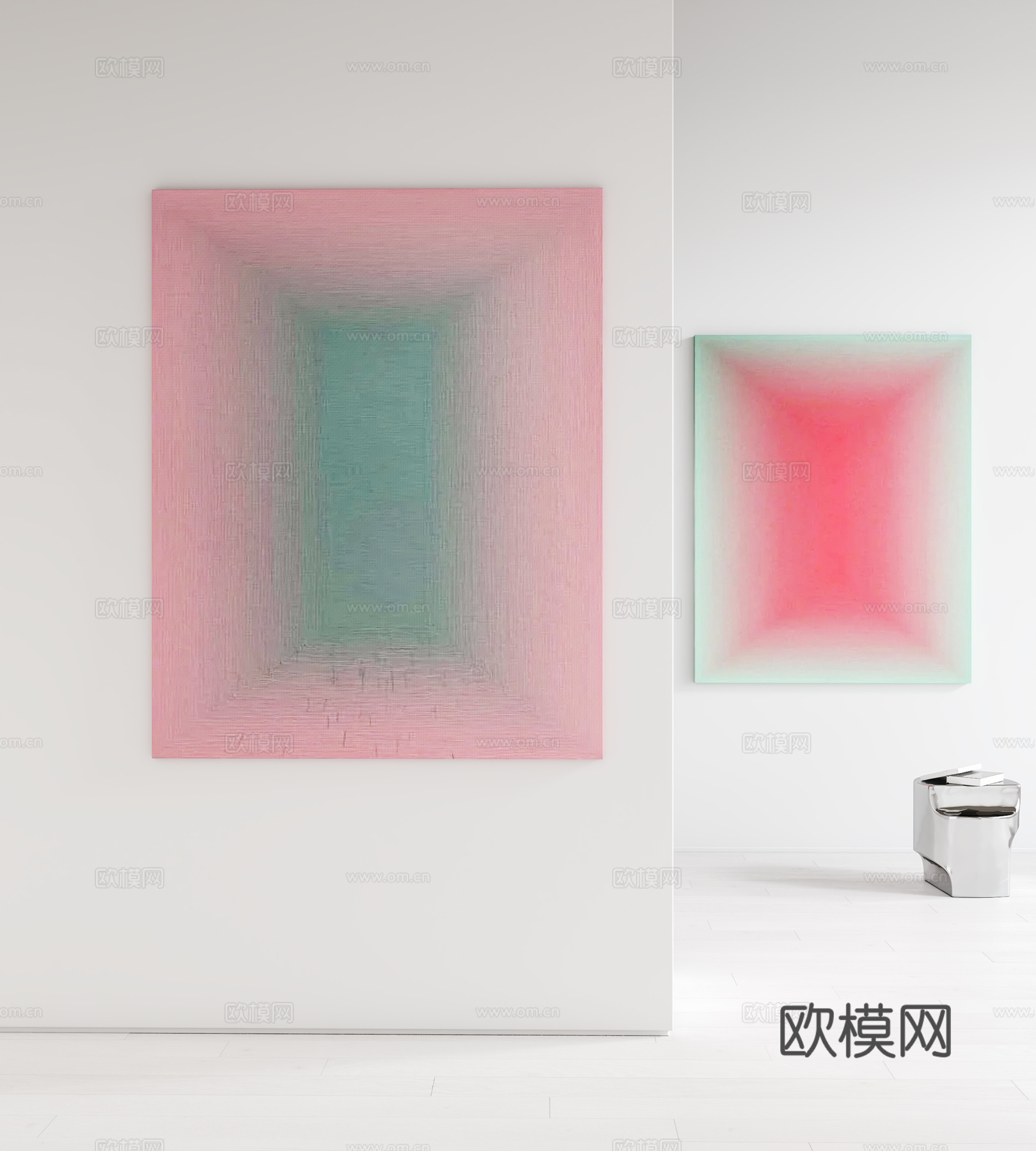 现代挂画 装饰画 角几3d模型