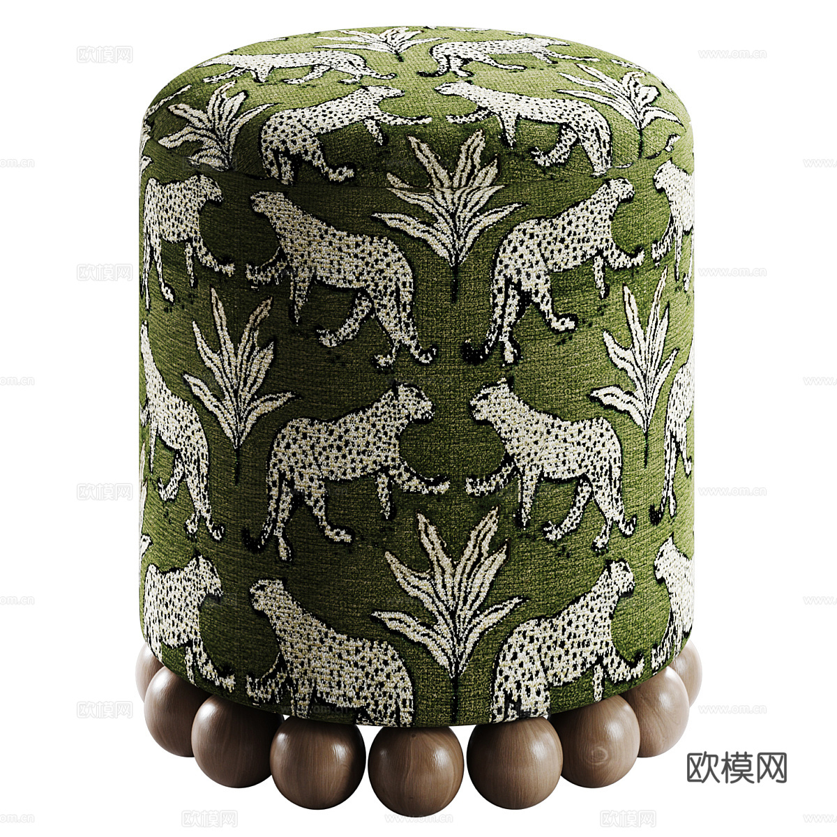 新中式中古风布艺圆凳3d模型