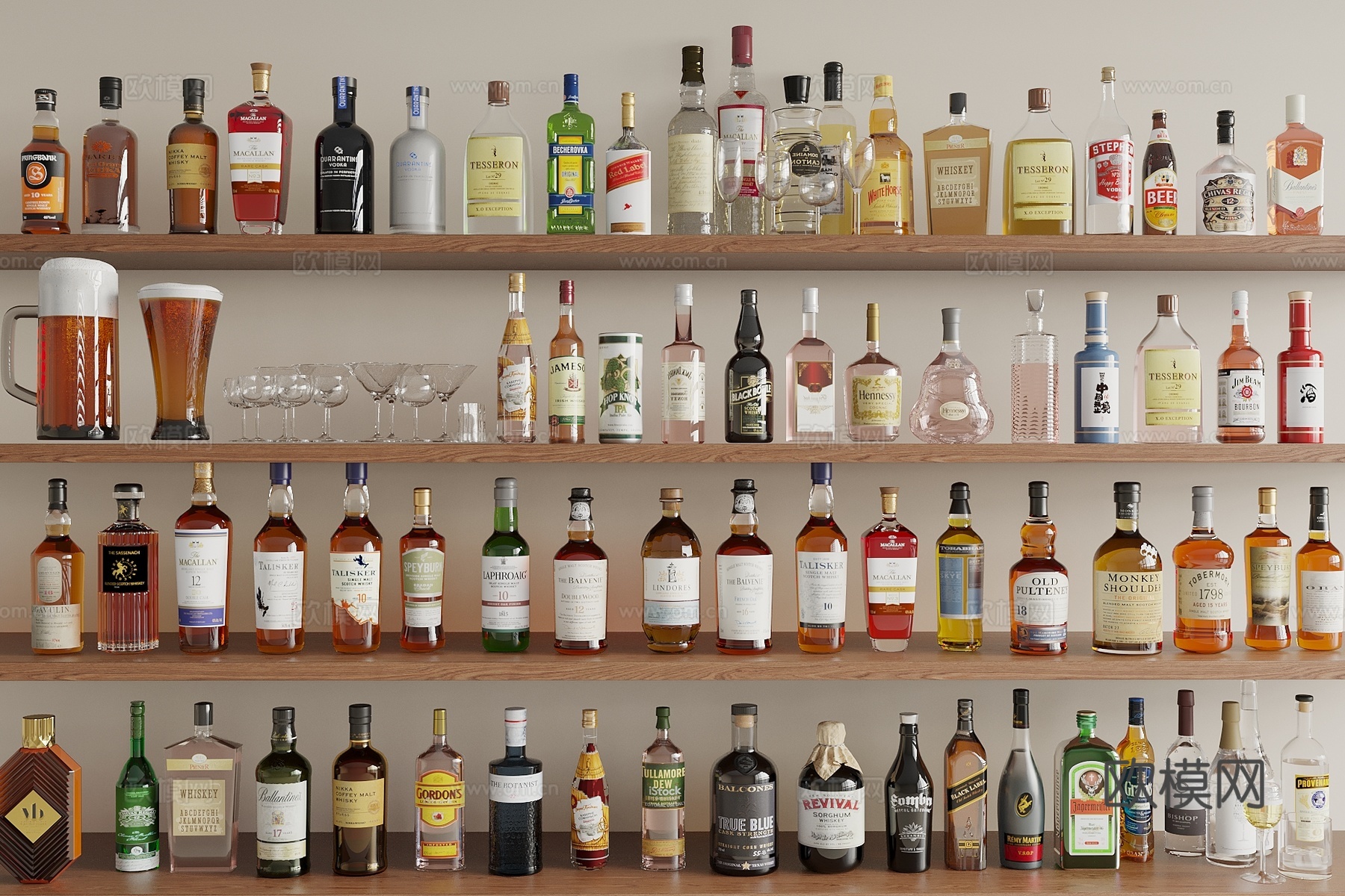 洋酒 酒瓶酒杯 酒具 啤酒杯3d模型